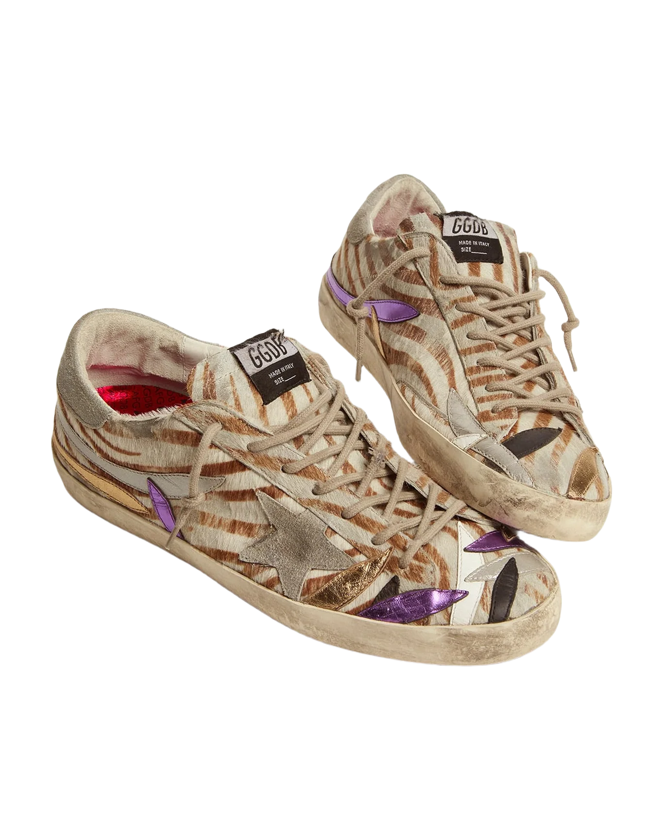 Men | Super-Star Sneakers Zebra-Print Pony Skin with Colored Petals | Beige White Leo x Ice x Multicolor - Image 5