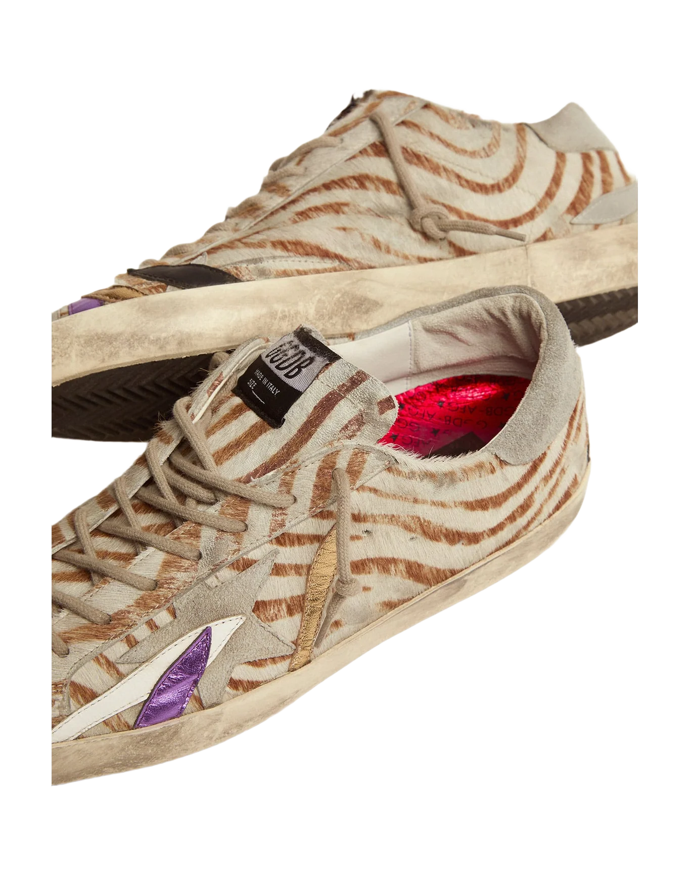 Men | Super-Star Sneakers Zebra-Print Pony Skin with Colored Petals | Beige White Leo x Ice x Multicolor - Image 6