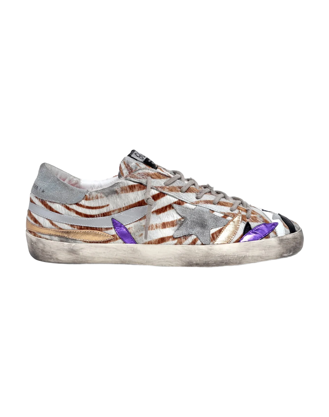 Men | Super-Star Sneakers Zebra-Print Pony Skin with Colored Petals | Beige White Leo x Ice x Multicolor - Image 7