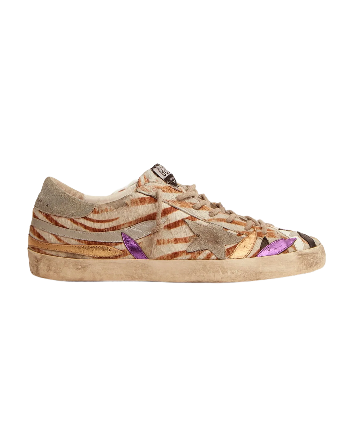 Men | Super-Star Sneakers Zebra-Print Pony Skin with Colored Petals | Beige White Leo x Ice x Multicolor - Image 8