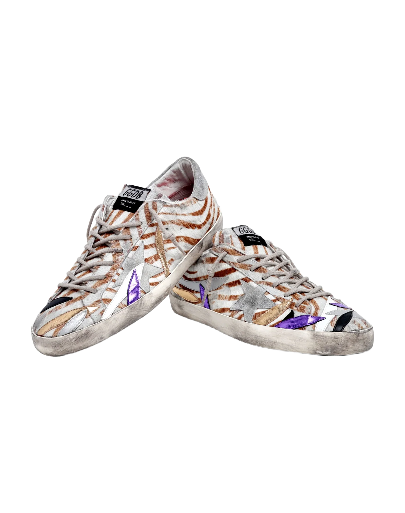 Men | Super-Star Sneakers Zebra-Print Pony Skin with Colored Petals | Beige White Leo x Ice x Multicolor - Image 9