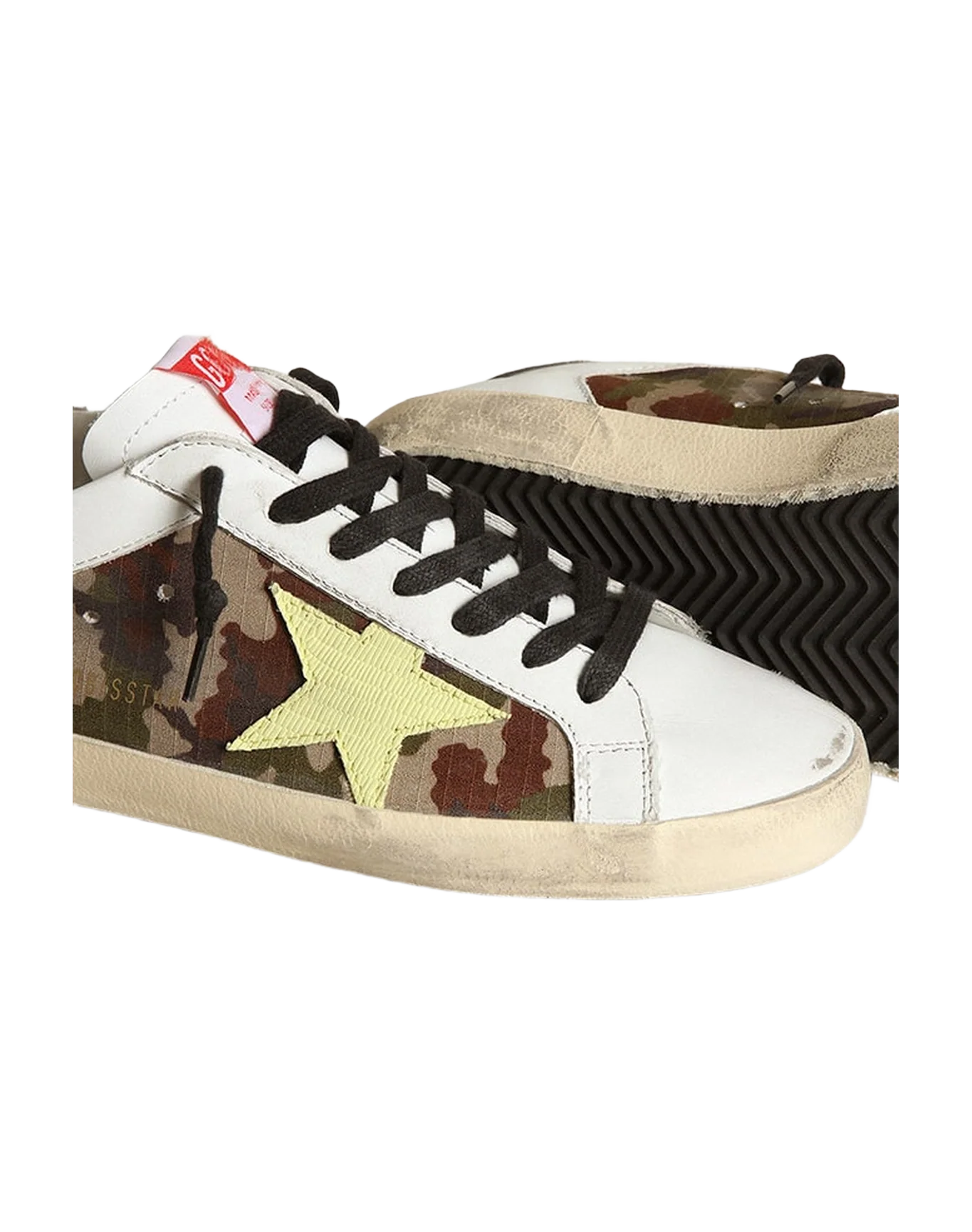 Men | Super-Star White Leather & Green Camouflage with Light Green Star & Grey Heel | Green Camouflage x White x Light Green x Mud - Image 4