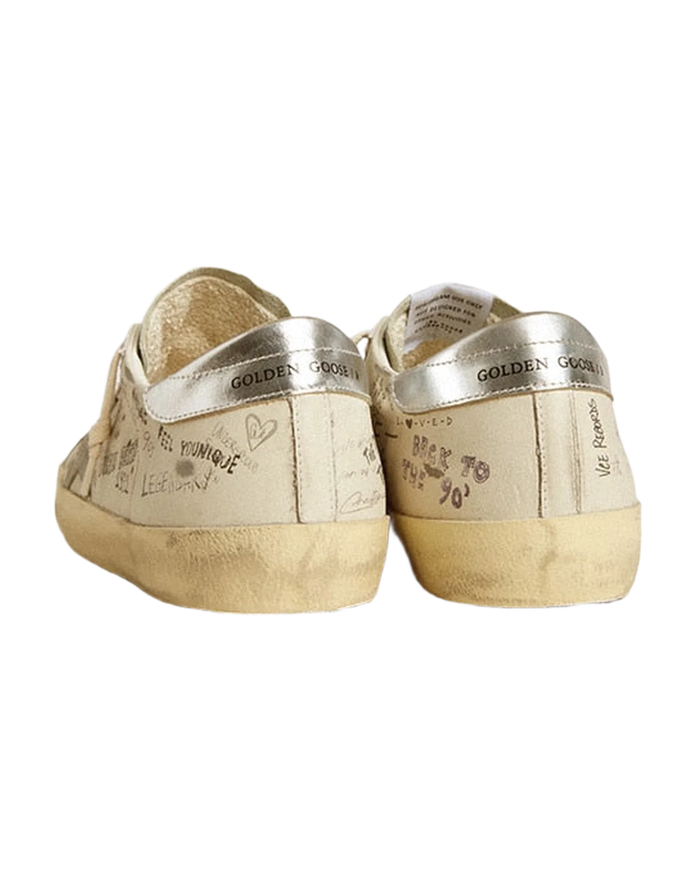 Men | Super-Star White Leather with All-Over Lettering & Ice-Gray Suede Star | White x Ice x Silver - Image 4
