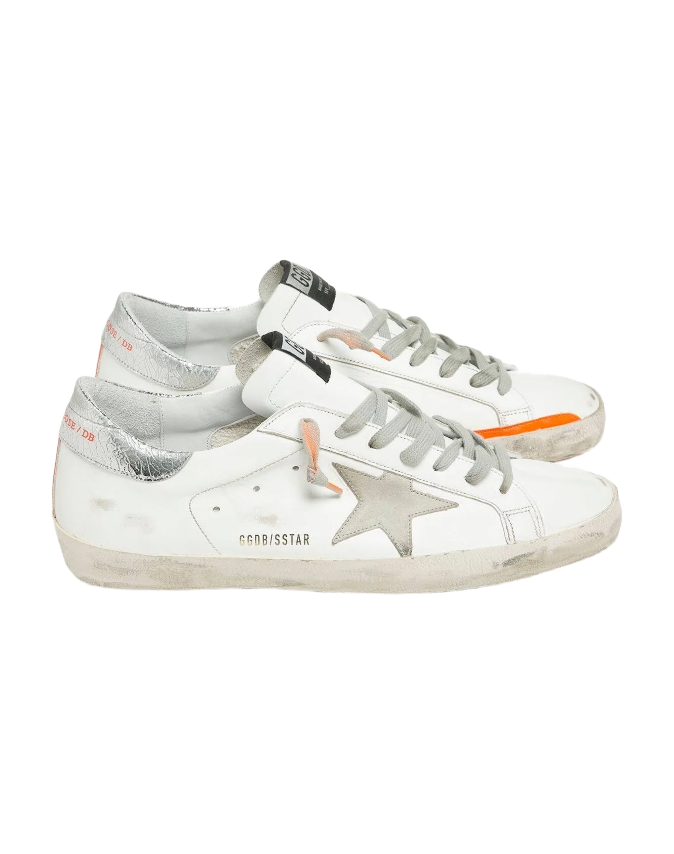 Men | Super-Star White Leather with Cream Star & Orange Insert