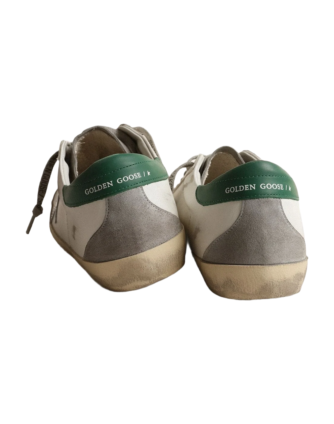 Men | Super-Star White Leather with Silver Star & Green Heel Tab | White x Grey x Silver x Green - Image 8