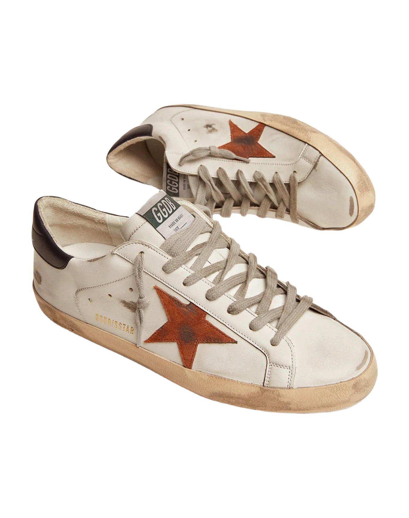 Men | Super-Star with Orange Suede Star & Dark Blue Leather Heel Tab | White x Orange x Dark Blue - Image 2