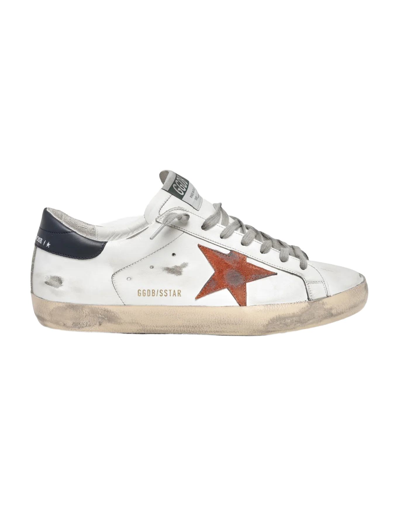 Men | Super-Star with Orange Suede Star & Dark Blue Leather Heel Tab | White x Orange x Dark Blue - Image 7