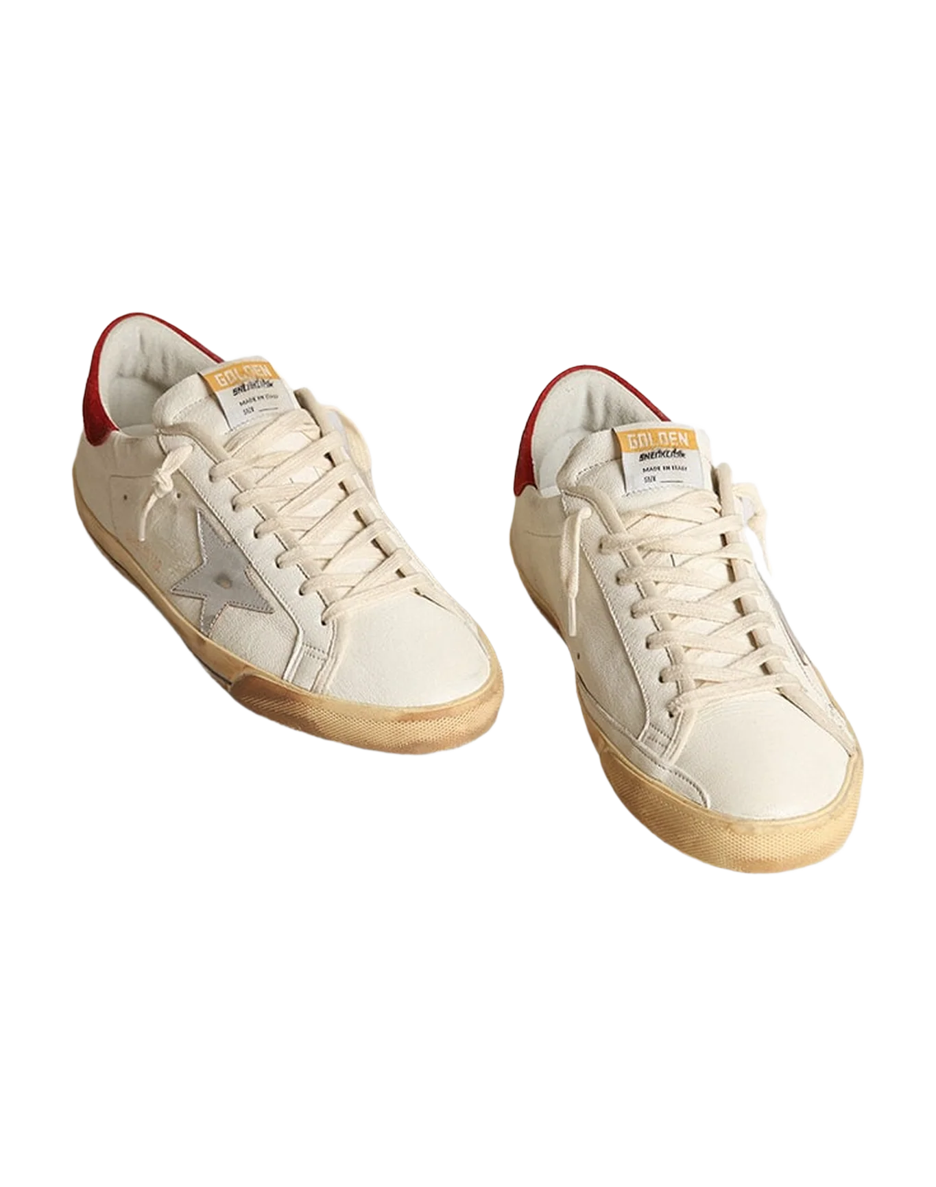Men | Super-Star with Silver Laminated Leather Star | White x Silver x Red - Image 6