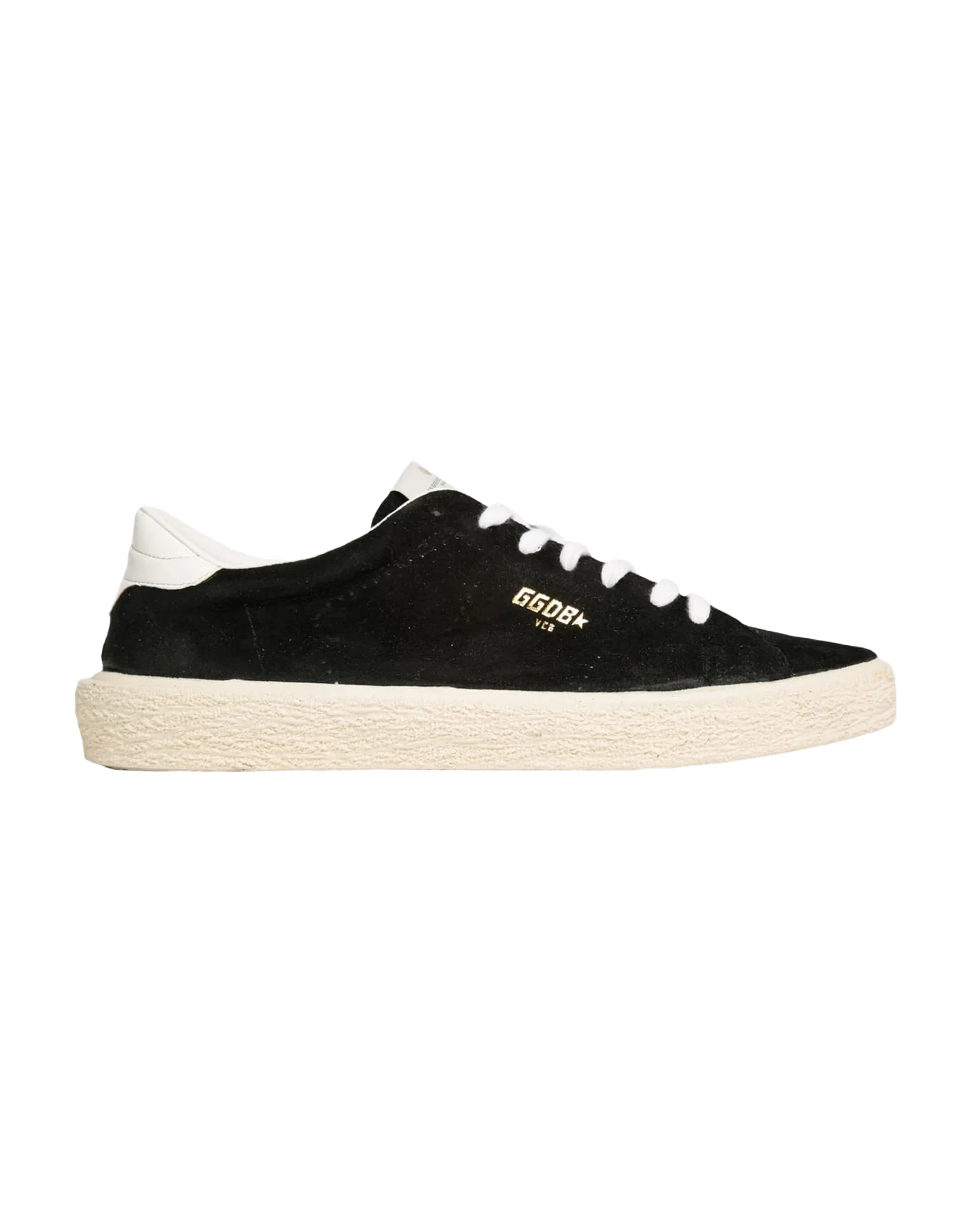 Men | Tennis Sneakers Black Suede & White Leather Heel Tab