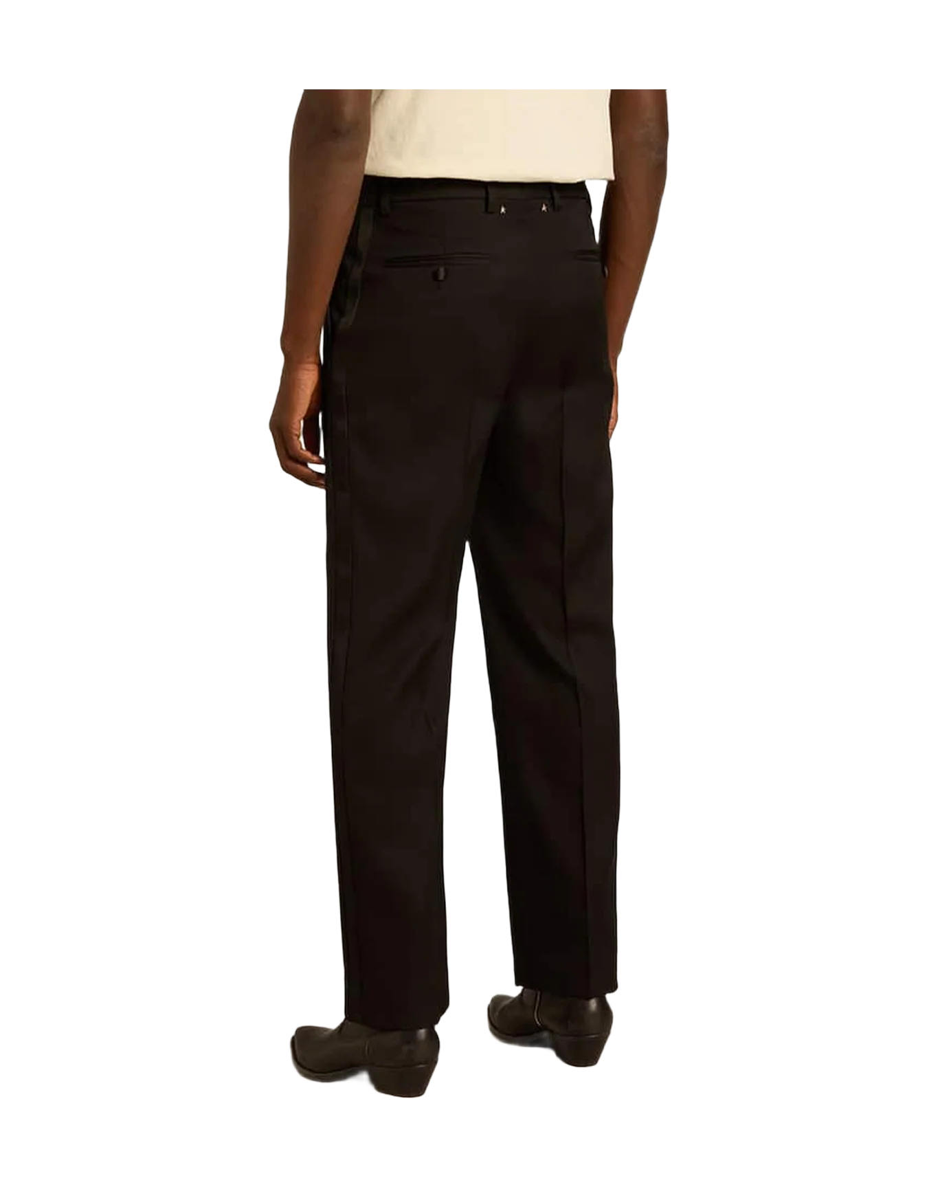 Men | Tuxedo Pants Black Wool Gabardine | Black - Image 6