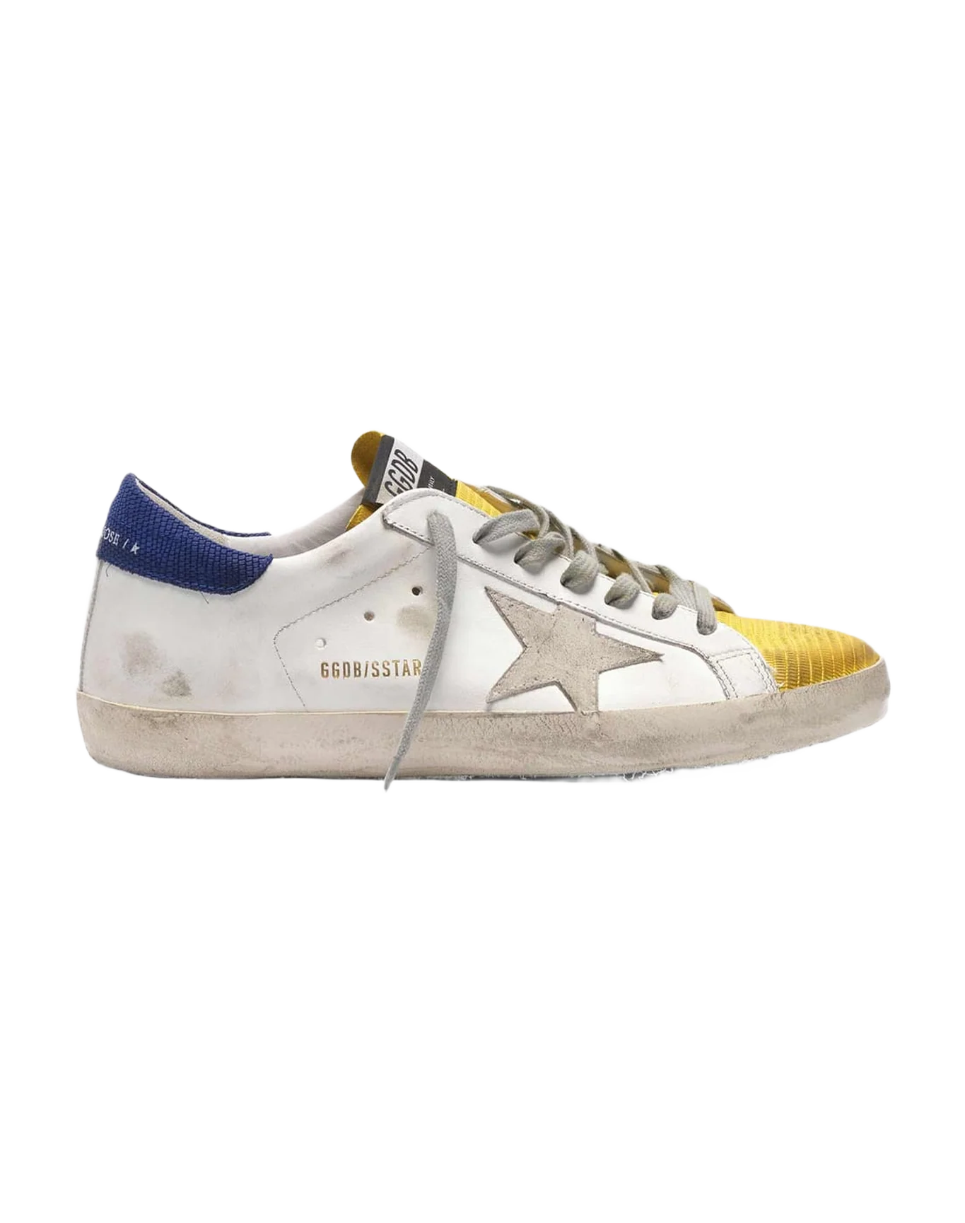 Men | Two-Tone Super-Star Sneakers with Yellow Lizard-Print Insert - Image 6