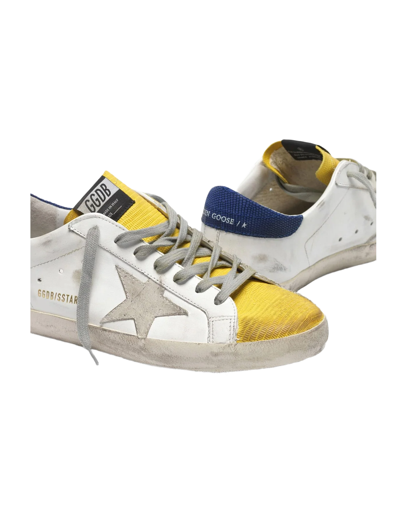 Men | Two-Tone Super-Star Sneakers with Yellow Lizard-Print Insert - Image 8