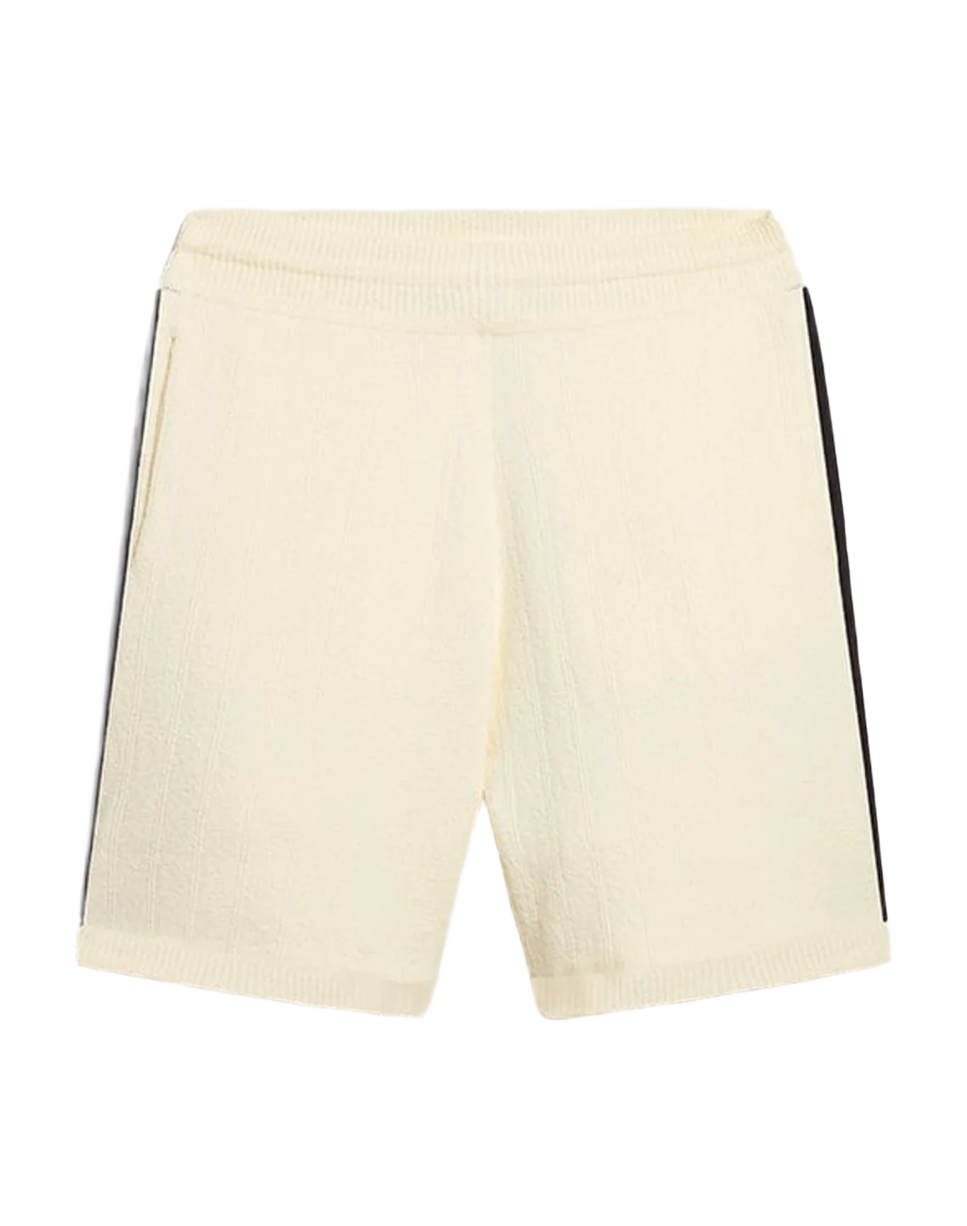 Men | Vintage White Shorts with Blue Rib Knit On The Sides | Antique White x Ink Blue