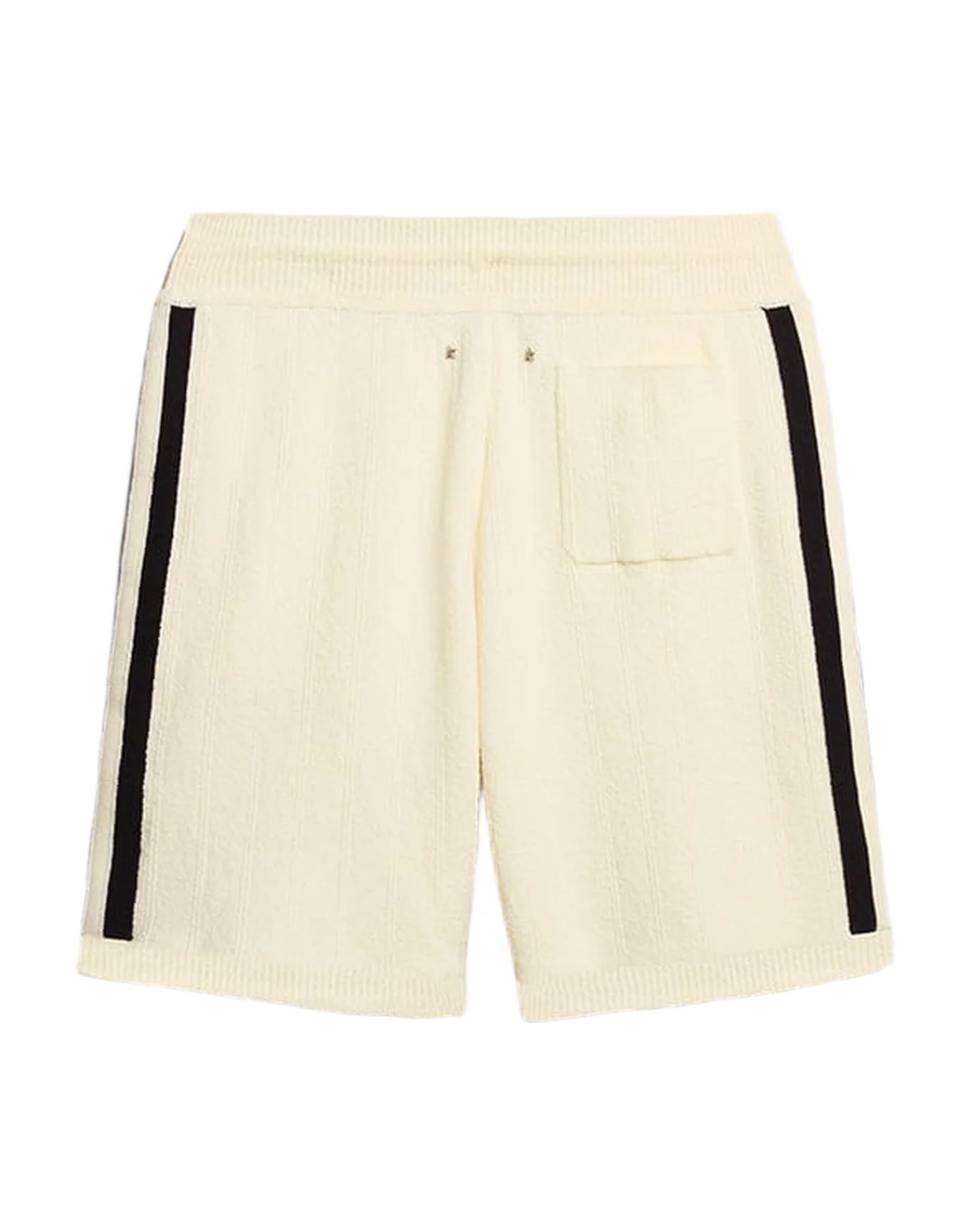 Men | Vintage White Shorts with Blue Rib Knit On The Sides | Antique White x Ink Blue - Image 6