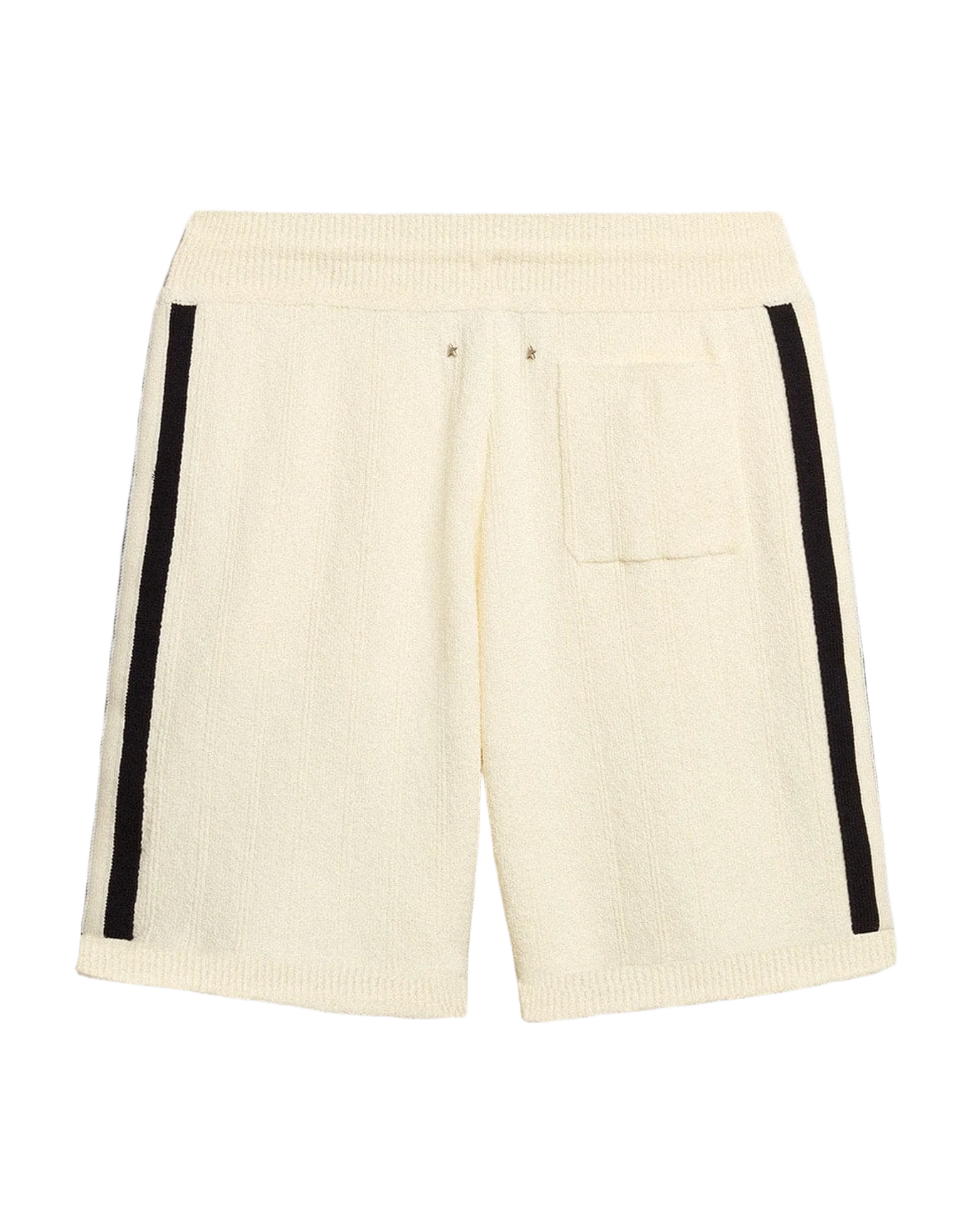 Men | Vintage White Shorts with Blue Rib Knit On The Sides | Antique White x Ink Blue - Image 7