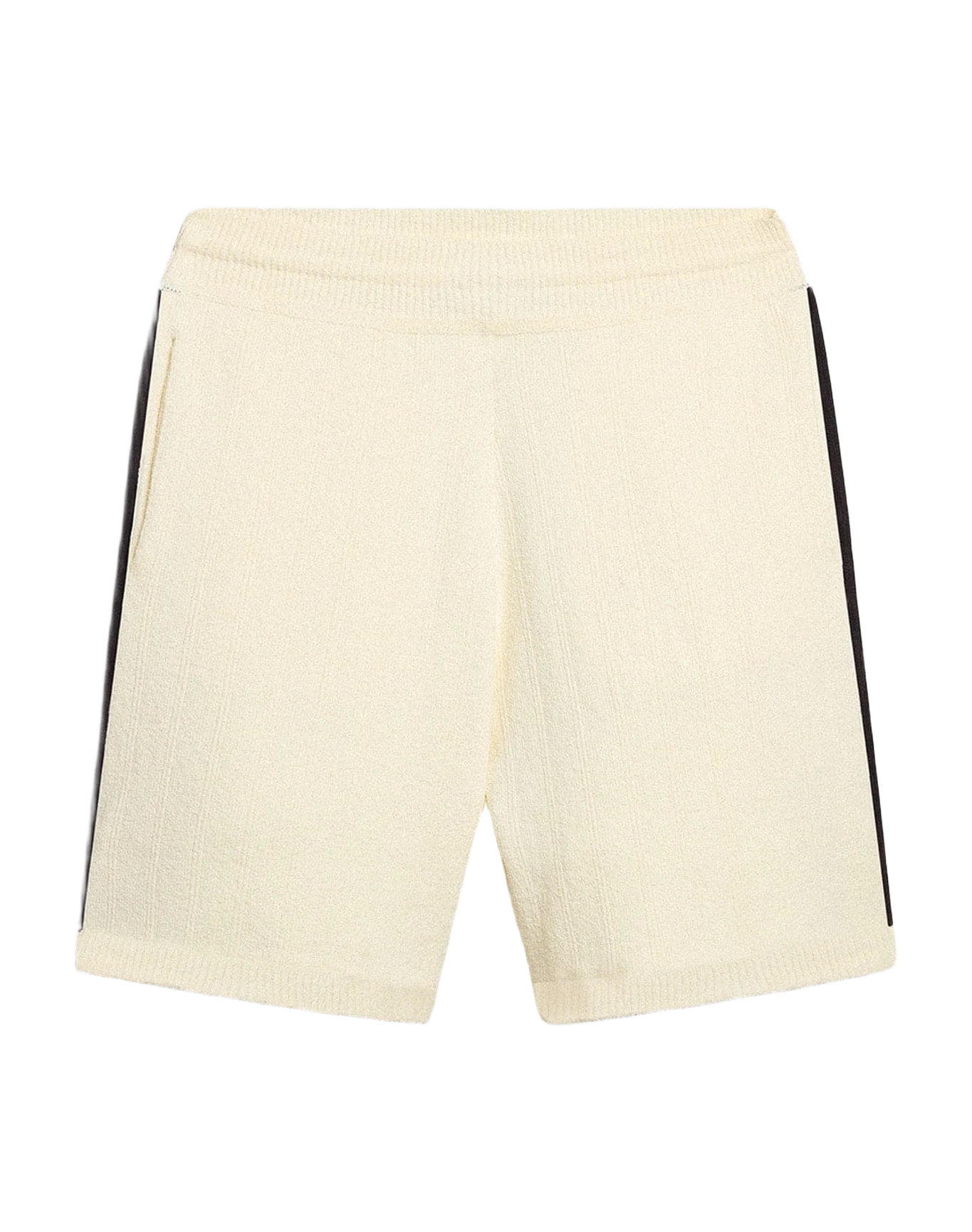 Men | Vintage White Shorts with Blue Rib Knit On The Sides | Antique White x Ink Blue - Image 8