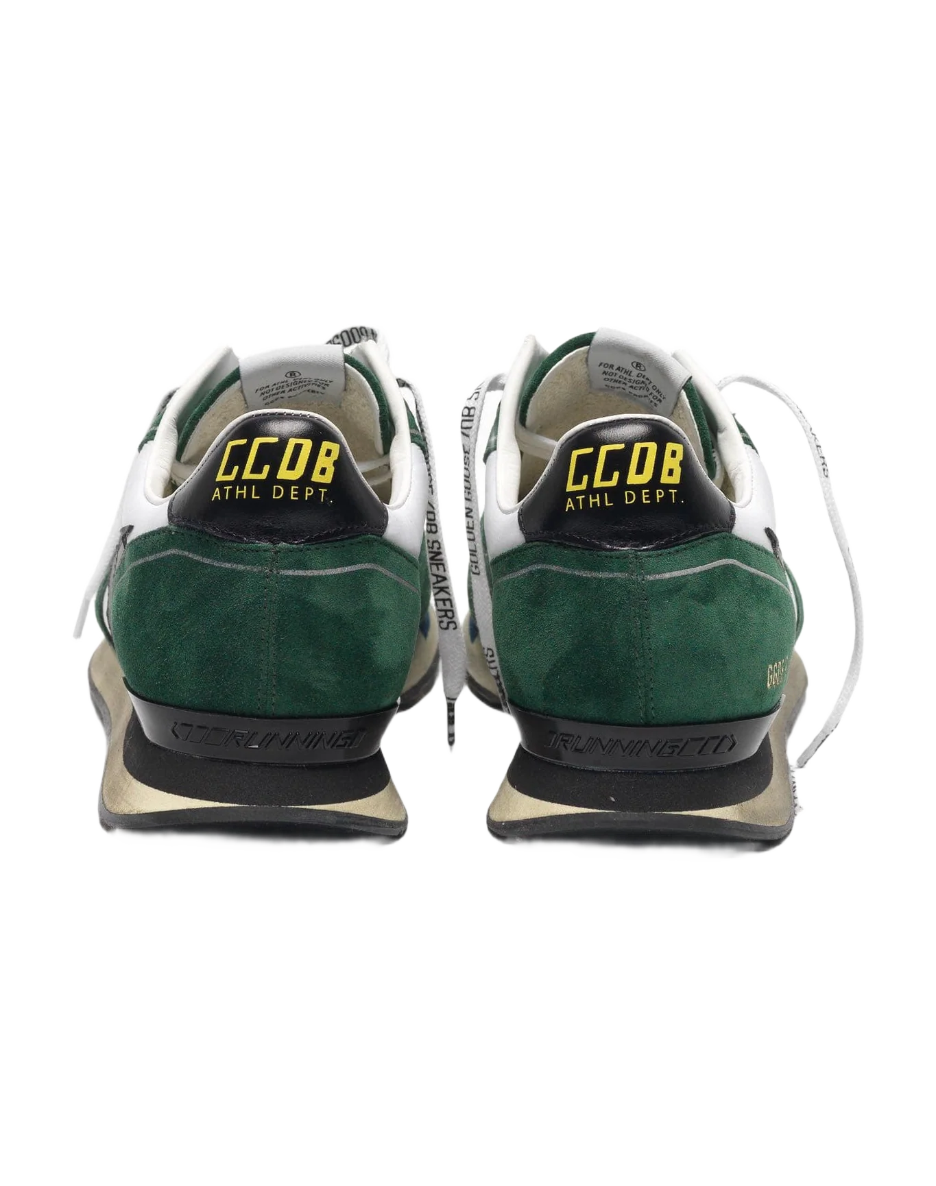 Men | White & Green Running Sneakers Suede - Image 5