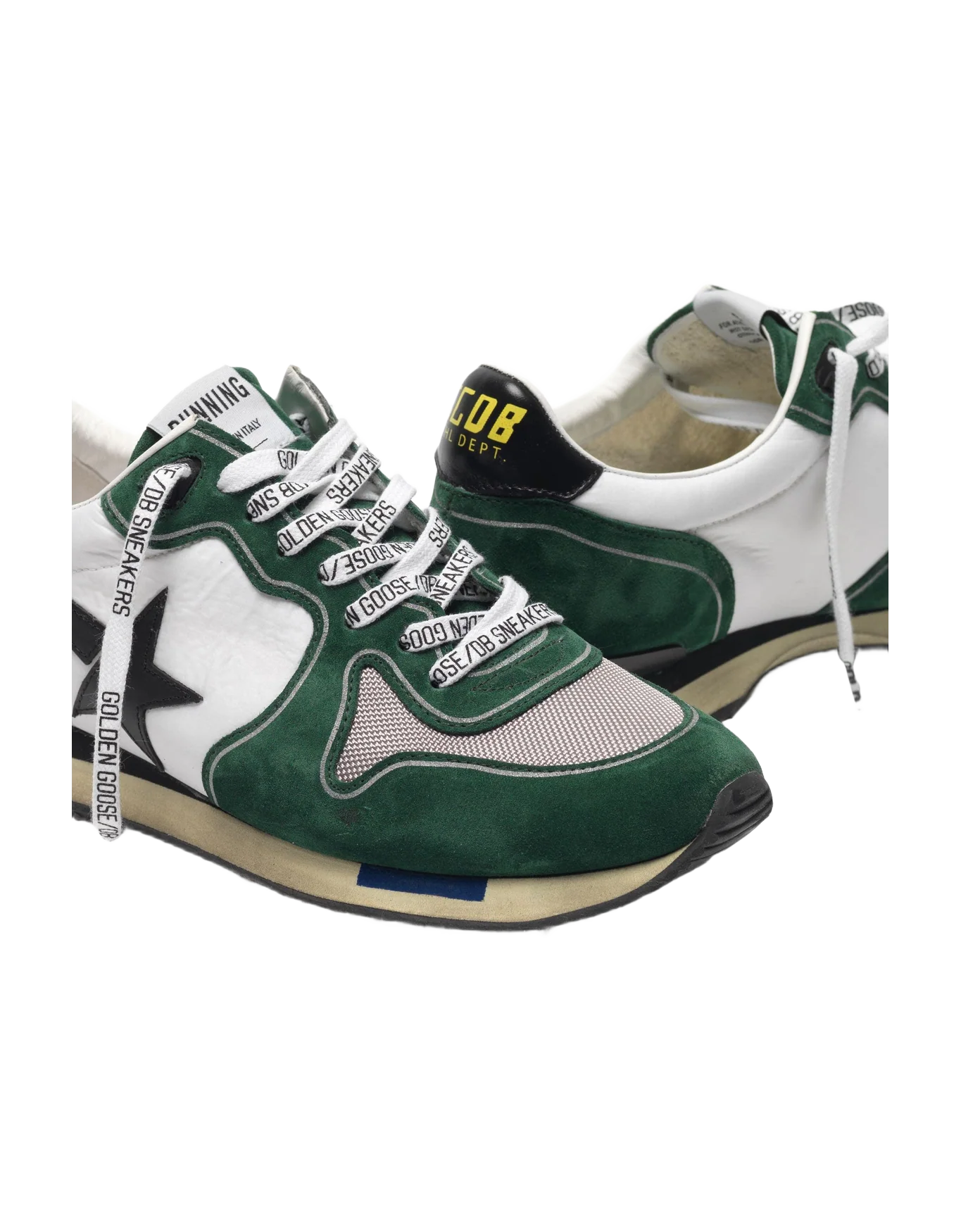 Men | White & Green Running Sneakers Suede - Image 8