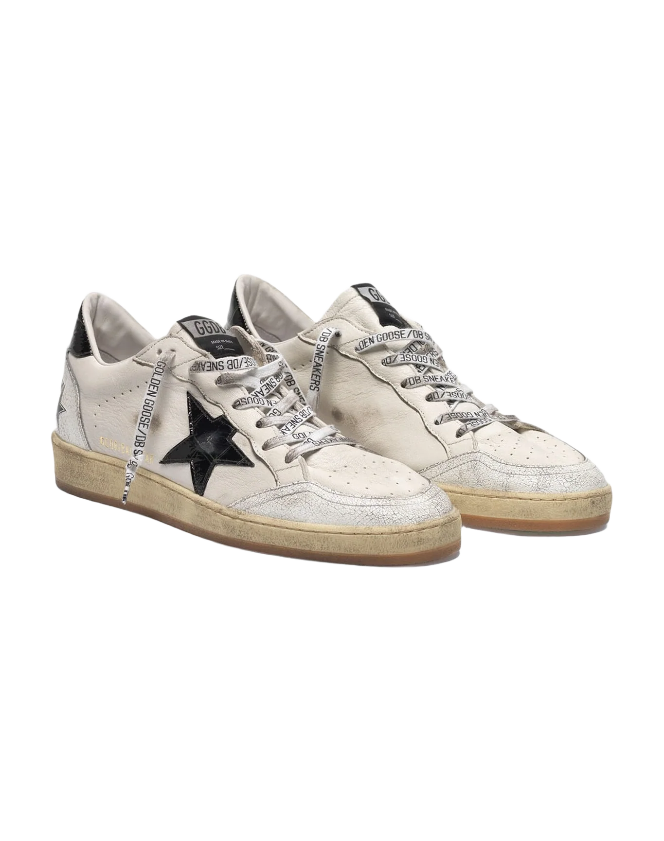 Men | White Ball Star Sneakers Leather with Glossy Black Star & Heel Tab - Image 8