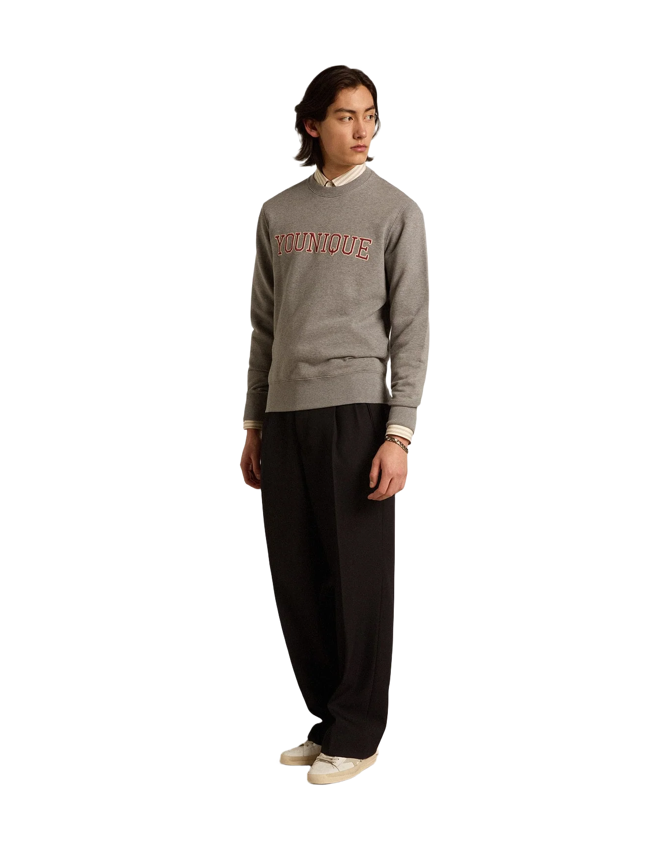 Men | White Cotton Shirt with Beige Stripes | Arctic Wolf x Travertine - Image 3