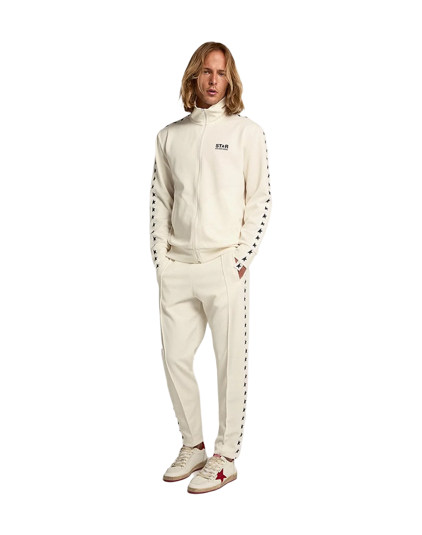 Men | White Joggers with Black Stars On The Sides | Papyrus x Black - Image 10
