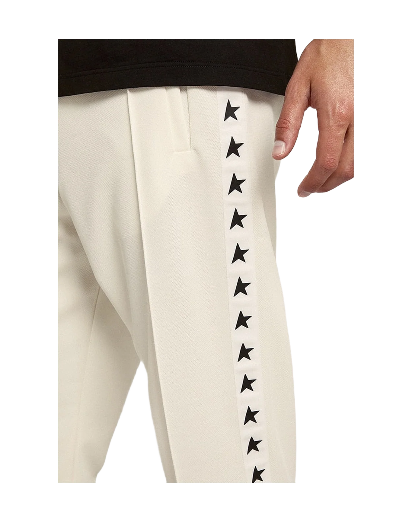 Men | White Joggers with Black Stars On The Sides | Papyrus x Black - Image 12