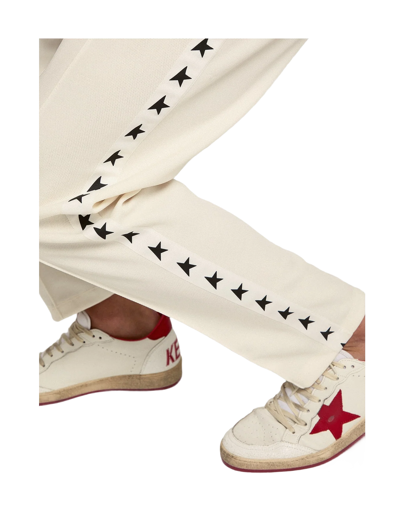Men | White Joggers with Black Stars On The Sides | Papyrus x Black - Image 13