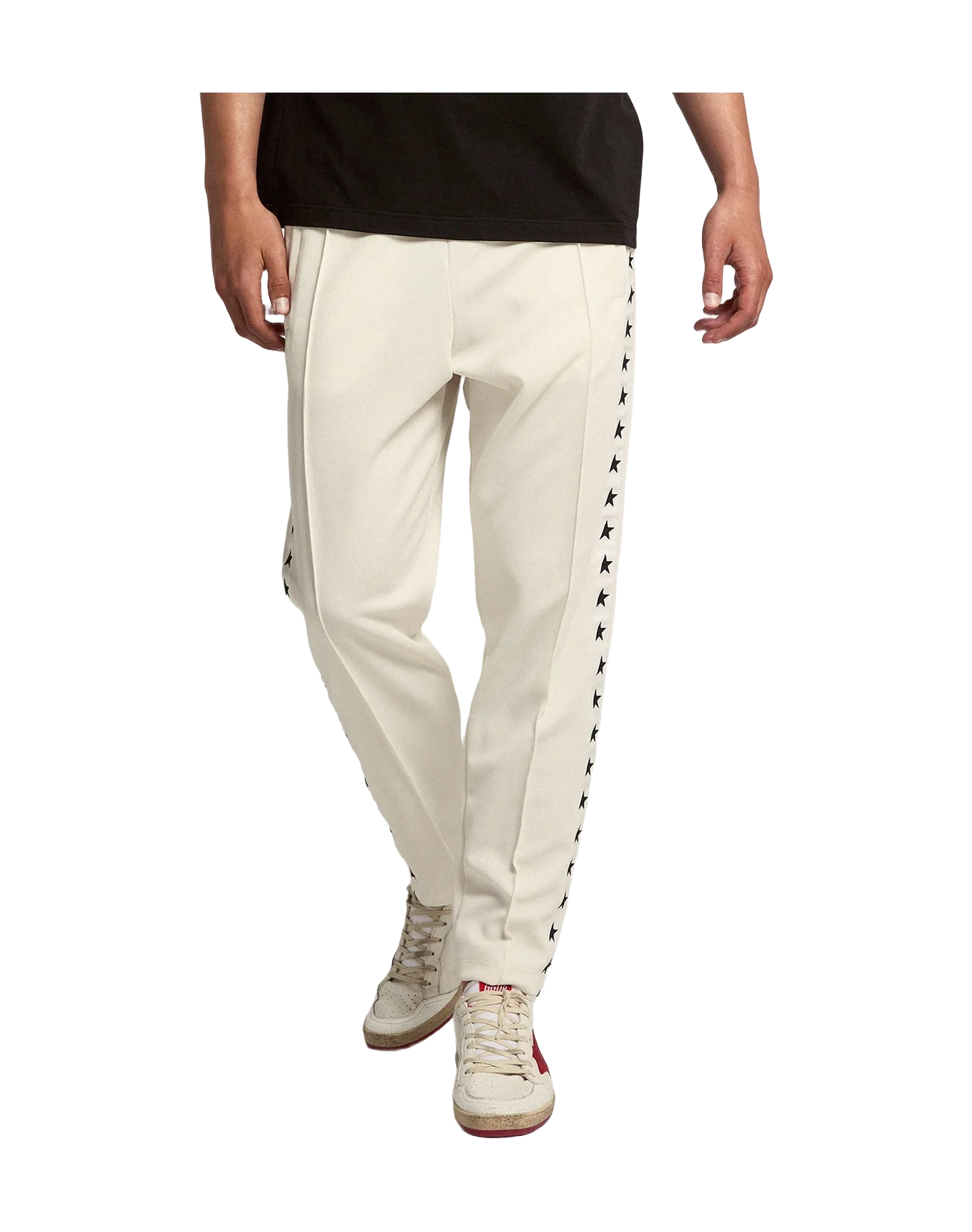 Men | White Joggers with Black Stars On The Sides | Papyrus x Black - Image 14