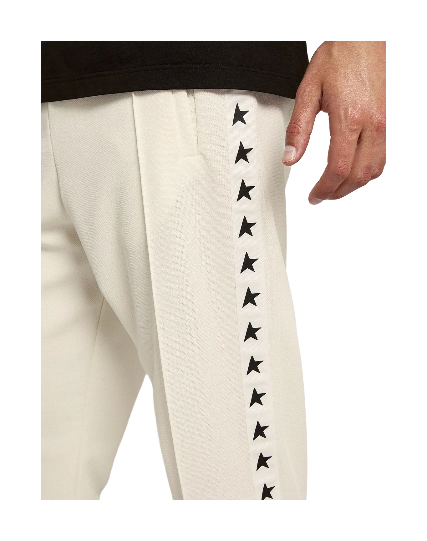 Men | White Joggers with Black Stars On The Sides | Papyrus x Black - Image 3