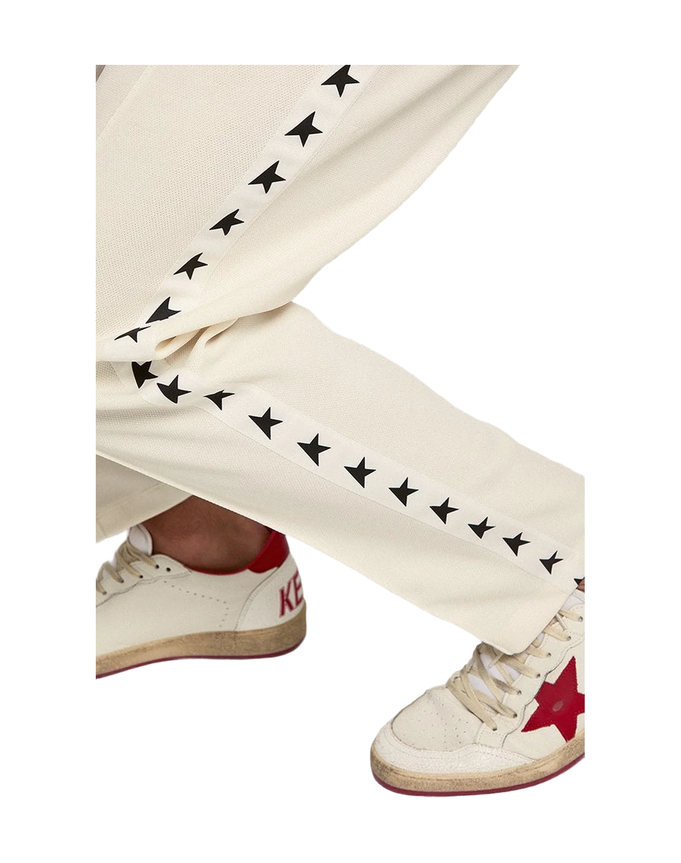Men | White Joggers with Black Stars On The Sides | Papyrus x Black - Image 4