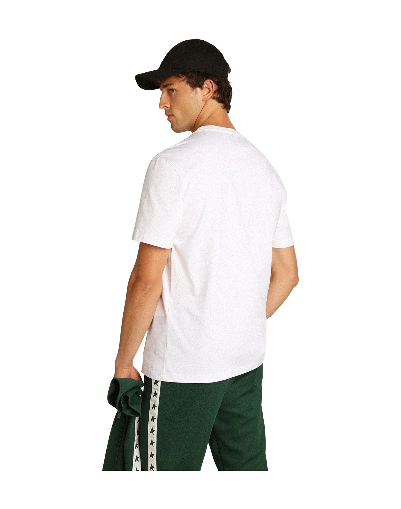 Men | White Star Collection T-Shirt with Contrasting Green Star On The Front | Optic White x Green