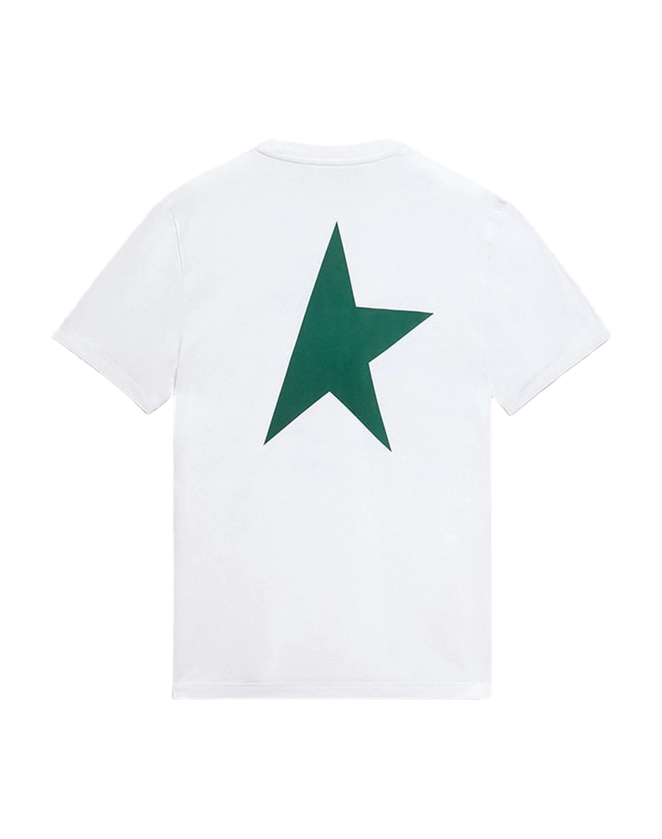 Men | White Star Collection T-Shirt with Contrasting Green Star On The Front | Optic White x Green - Image 2