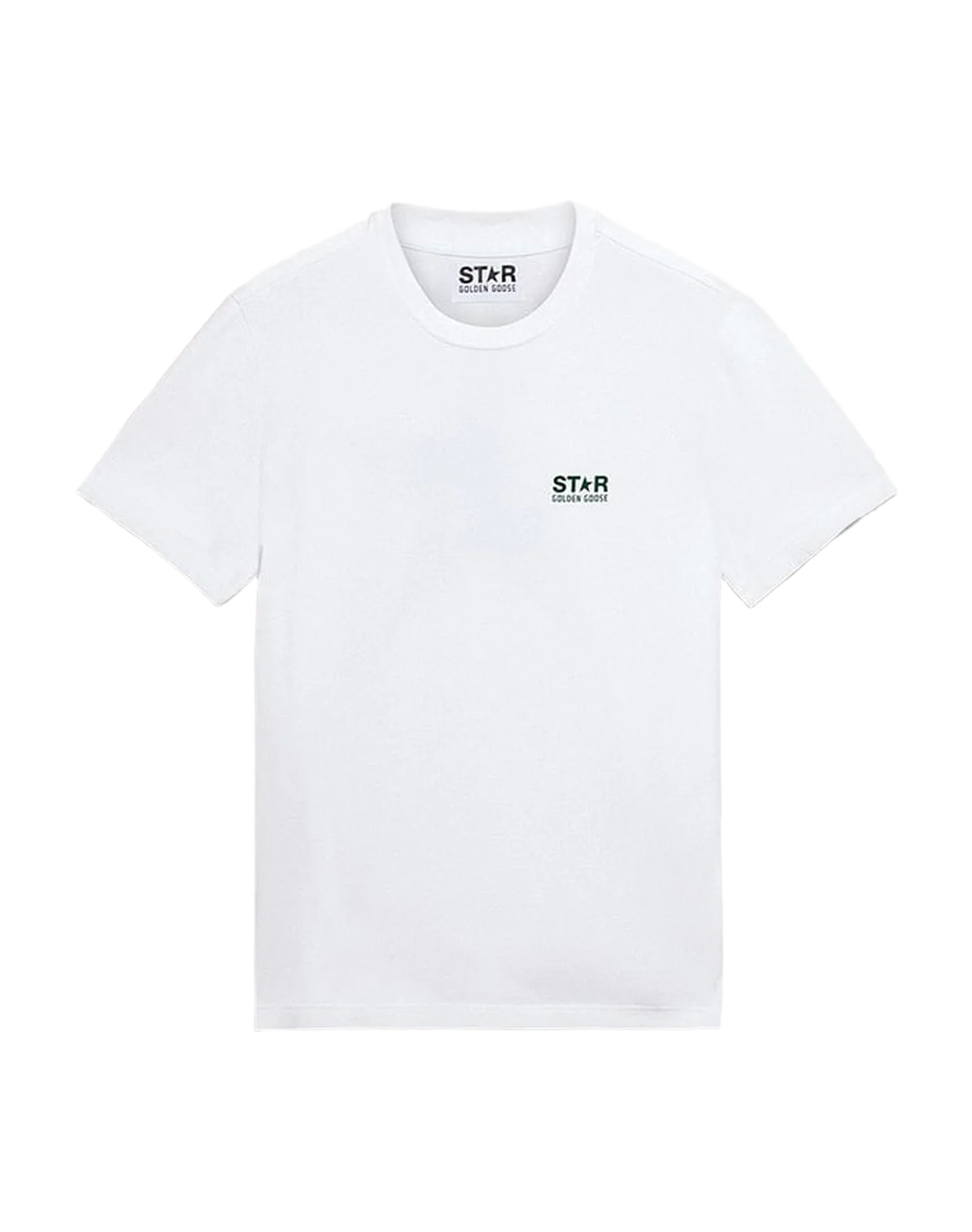 Men | White Star Collection T-Shirt with Contrasting Green Star On The Front | Optic White x Green - Image 3