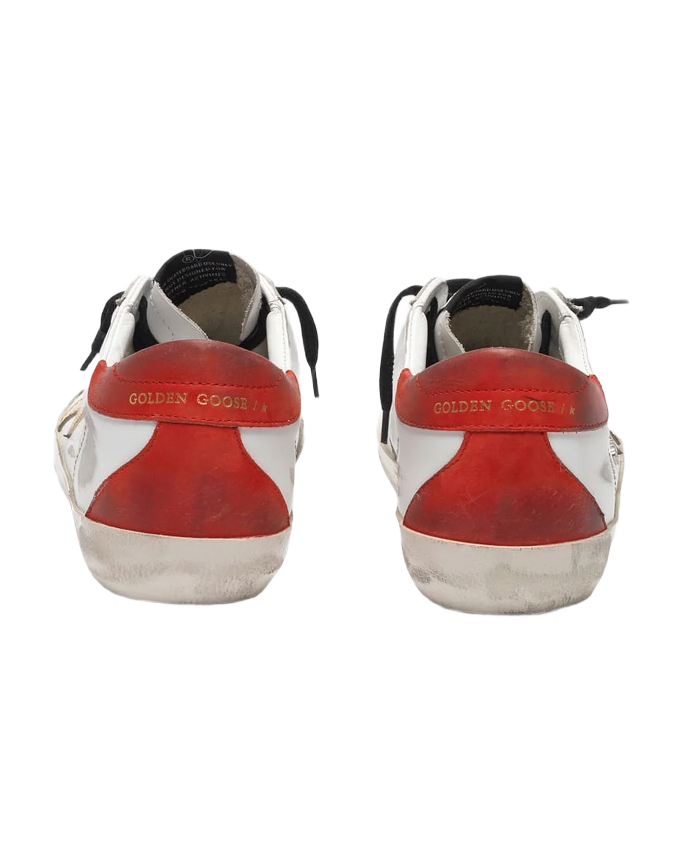 Men | White Super-Star Sneakers with Red Rear & Black Laces - Image 8