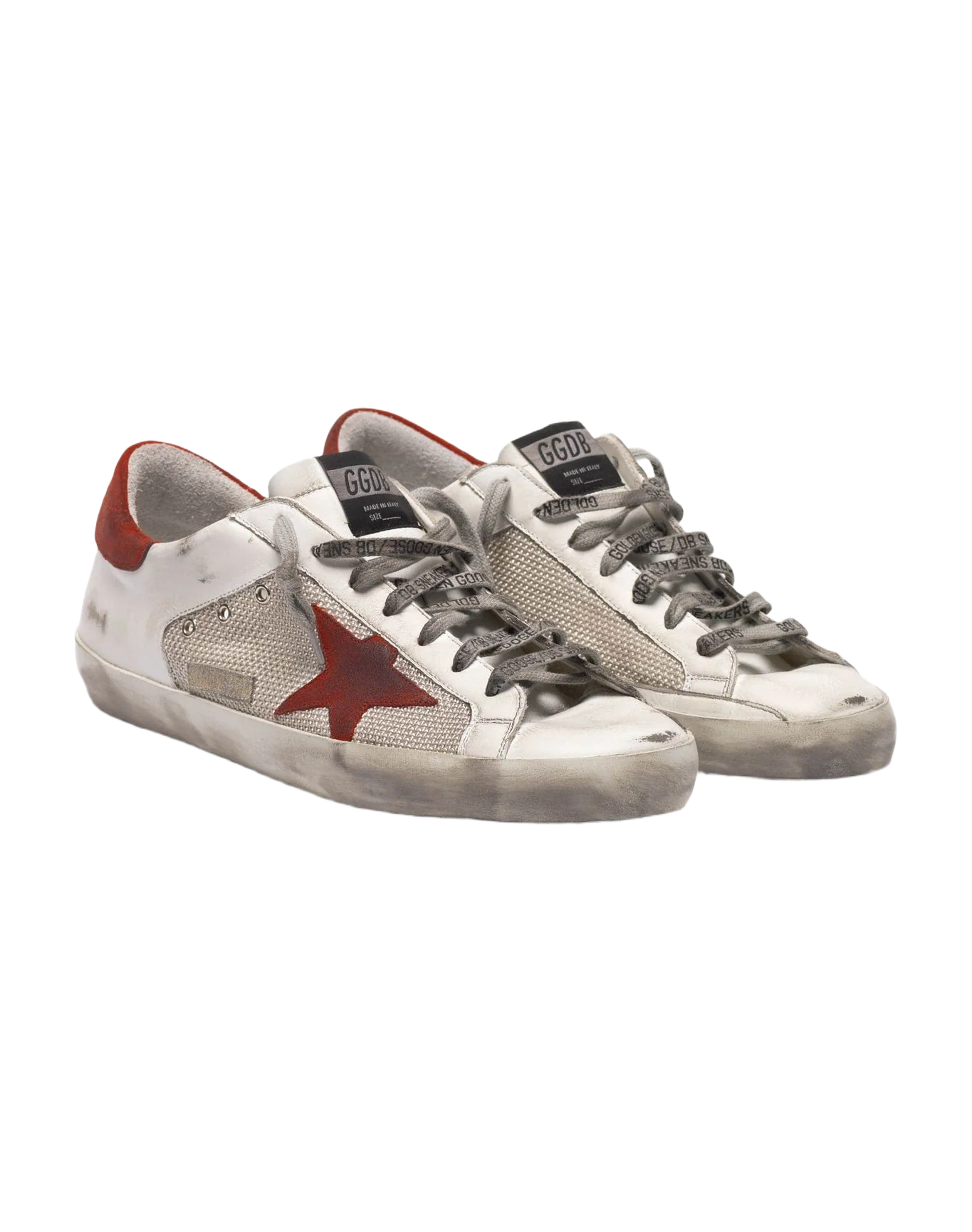 Men | White Superstar Sneakers Leather with Red Star - Image 4