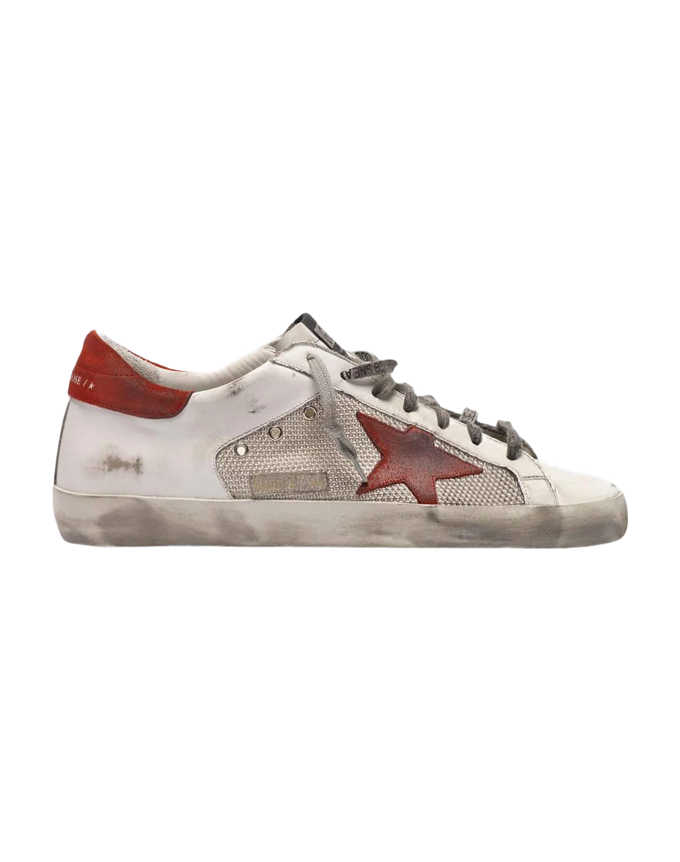 Men | White Superstar Sneakers Leather with Red Star - Image 6