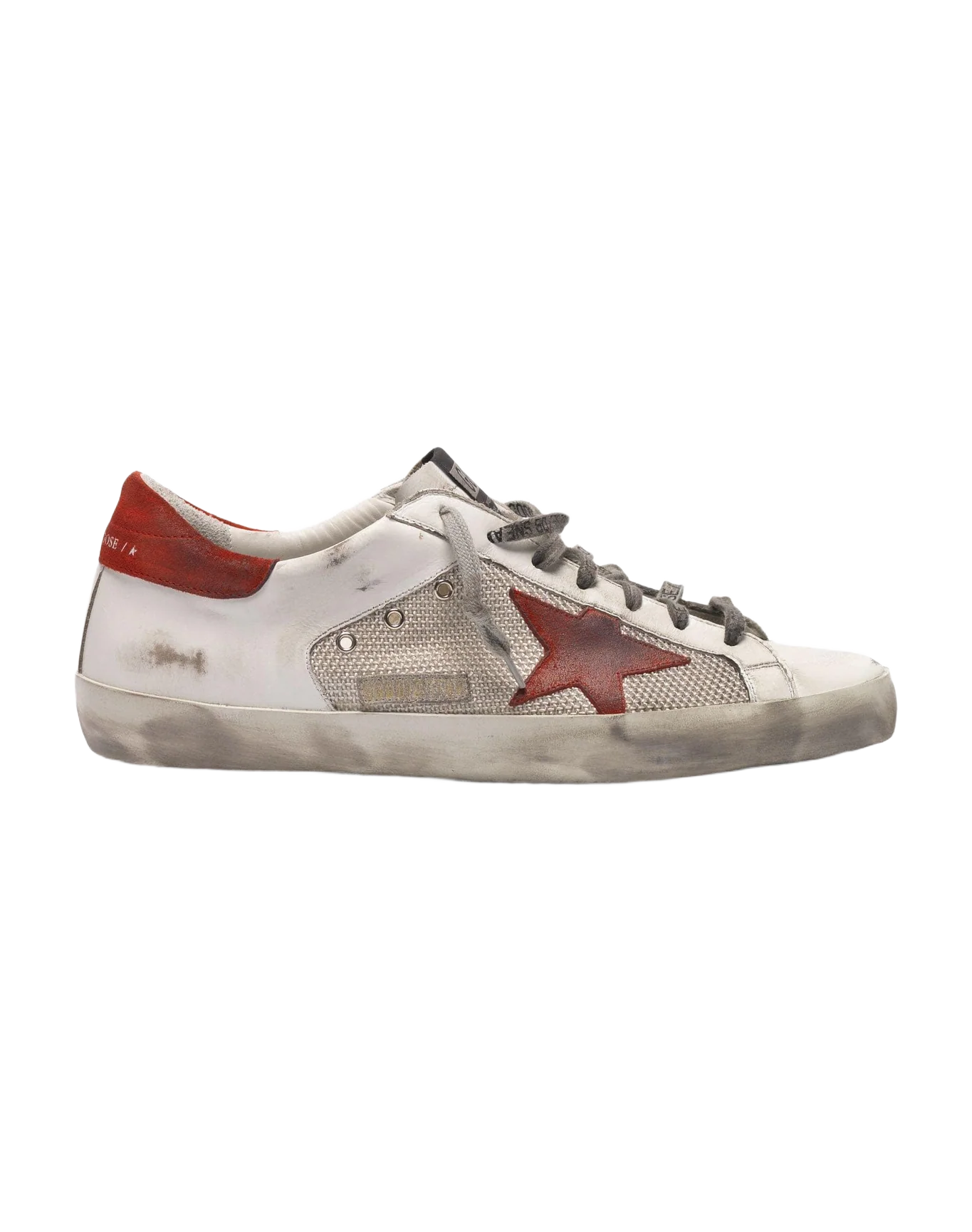Men | White Superstar Sneakers Leather with Red Star - Image 7