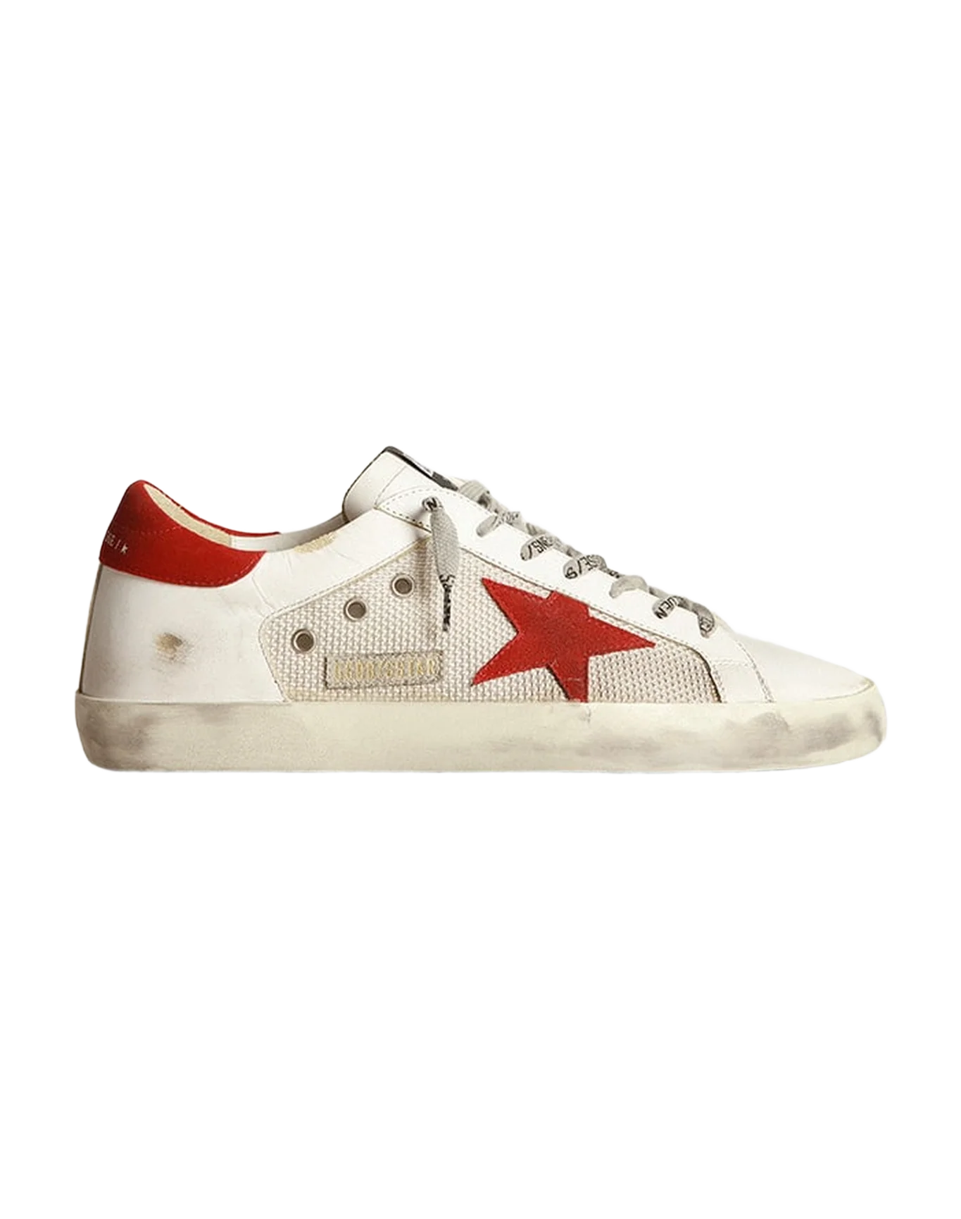 Men | White Superstar Sneakers Leather with Red Star | White x Light Silver x Red - Image 8