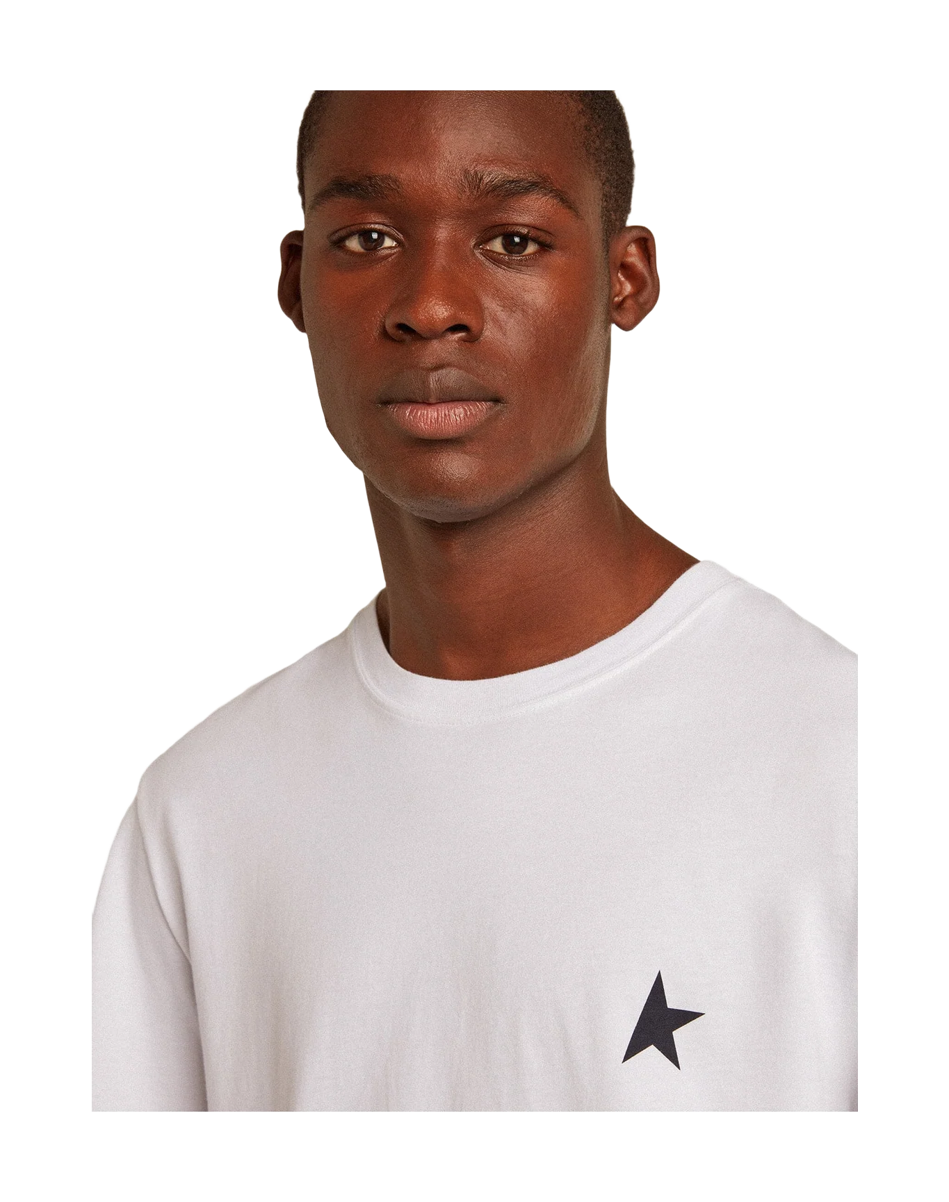 Men | White T-Shirt with Dark Blue Star On The Front | Optic White x Dark Blue - Image 10