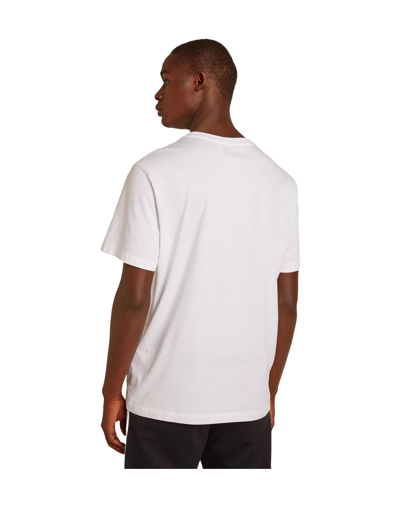 Men | White T-Shirt with Dark Blue Star On The Front | Optic White x Dark Blue - Image 6