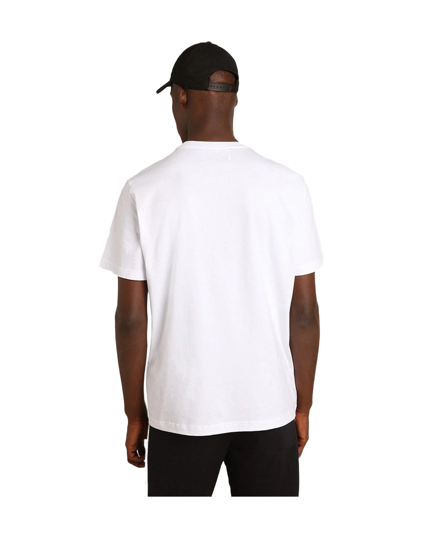 Men | White T-Shirt with Dark Blue Star On The Front | Optic White x Dark Blue - Image 8