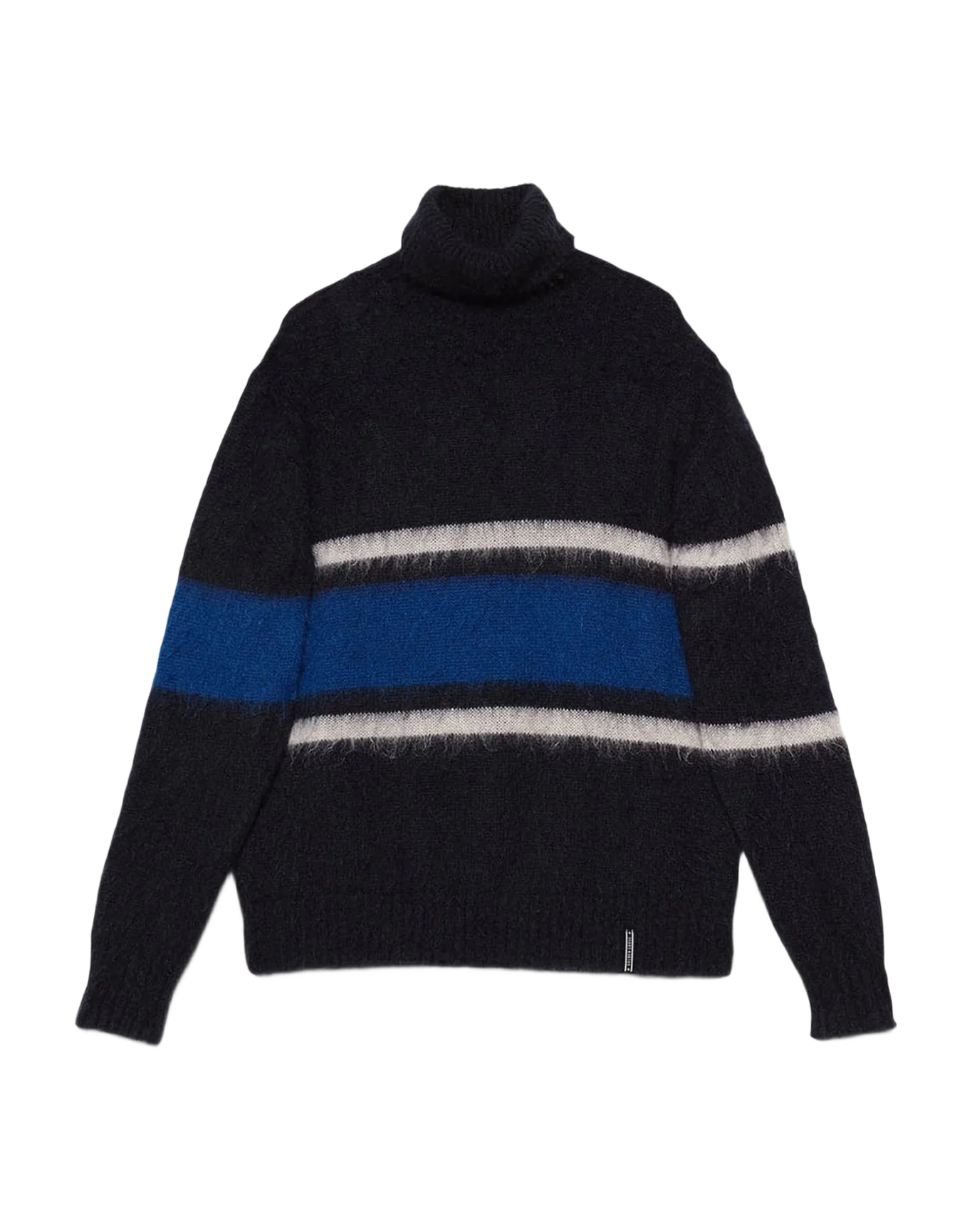 Men | Yoshiro Turtleneck Sweater Teaselled Wool with Striped Pattern - Image 3