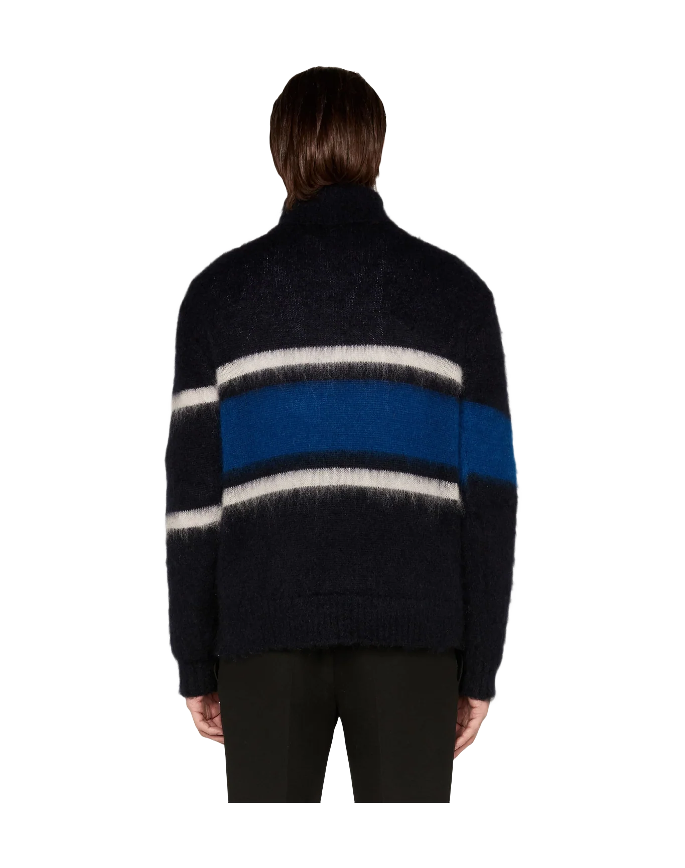 Men | Yoshiro Turtleneck Sweater Teaselled Wool with Striped Pattern - Image 5