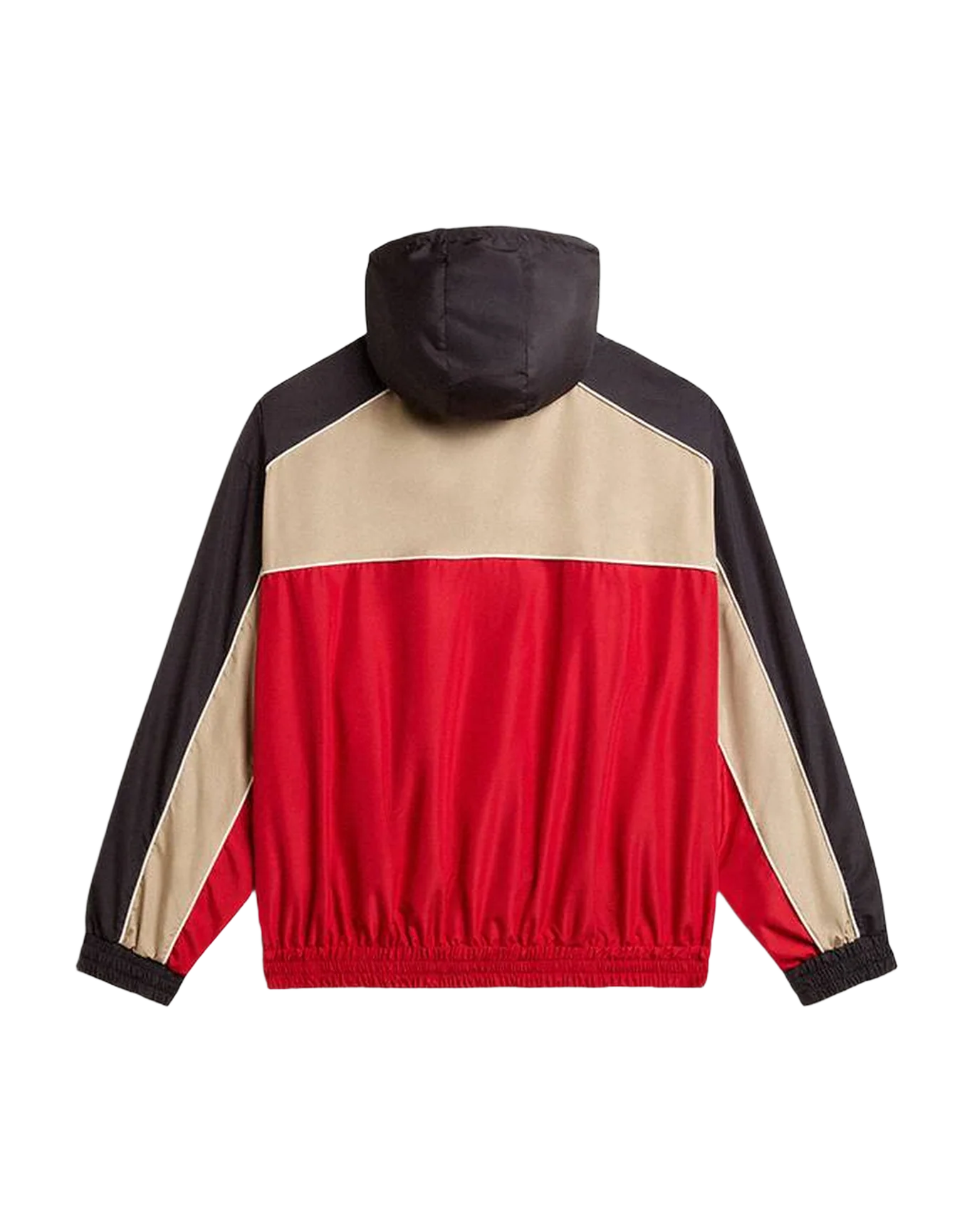 Men | Zipped Windbreaker with Contrast Fabrics Red & Dark Blue | Savvy Red x Dark Blue x Pale Khaki - Image 4