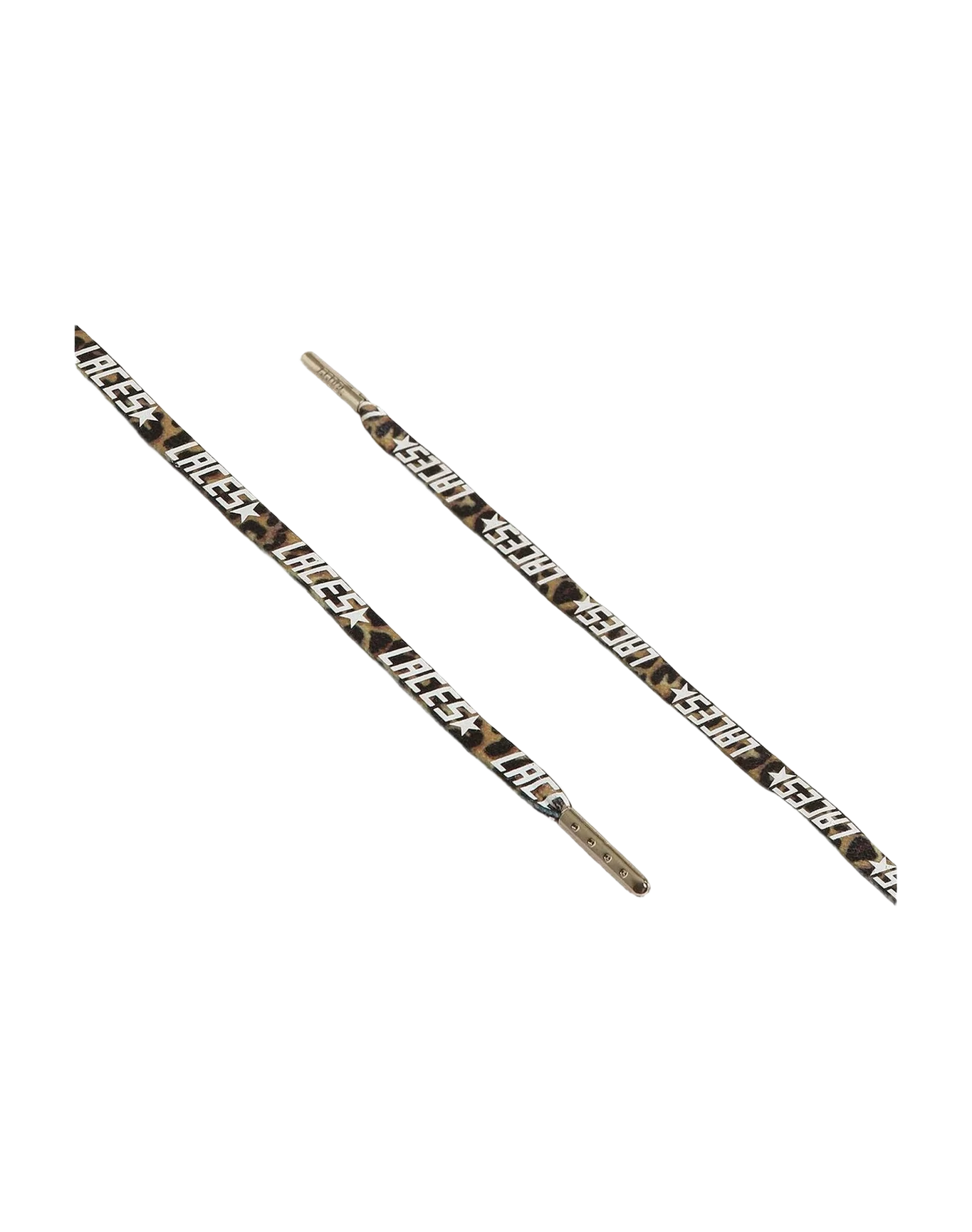 Unisex | Beige & Brown Leopard-Print Laces with Contrasting White "Laces" Lettering | Beige Brown Leo x White x Silver