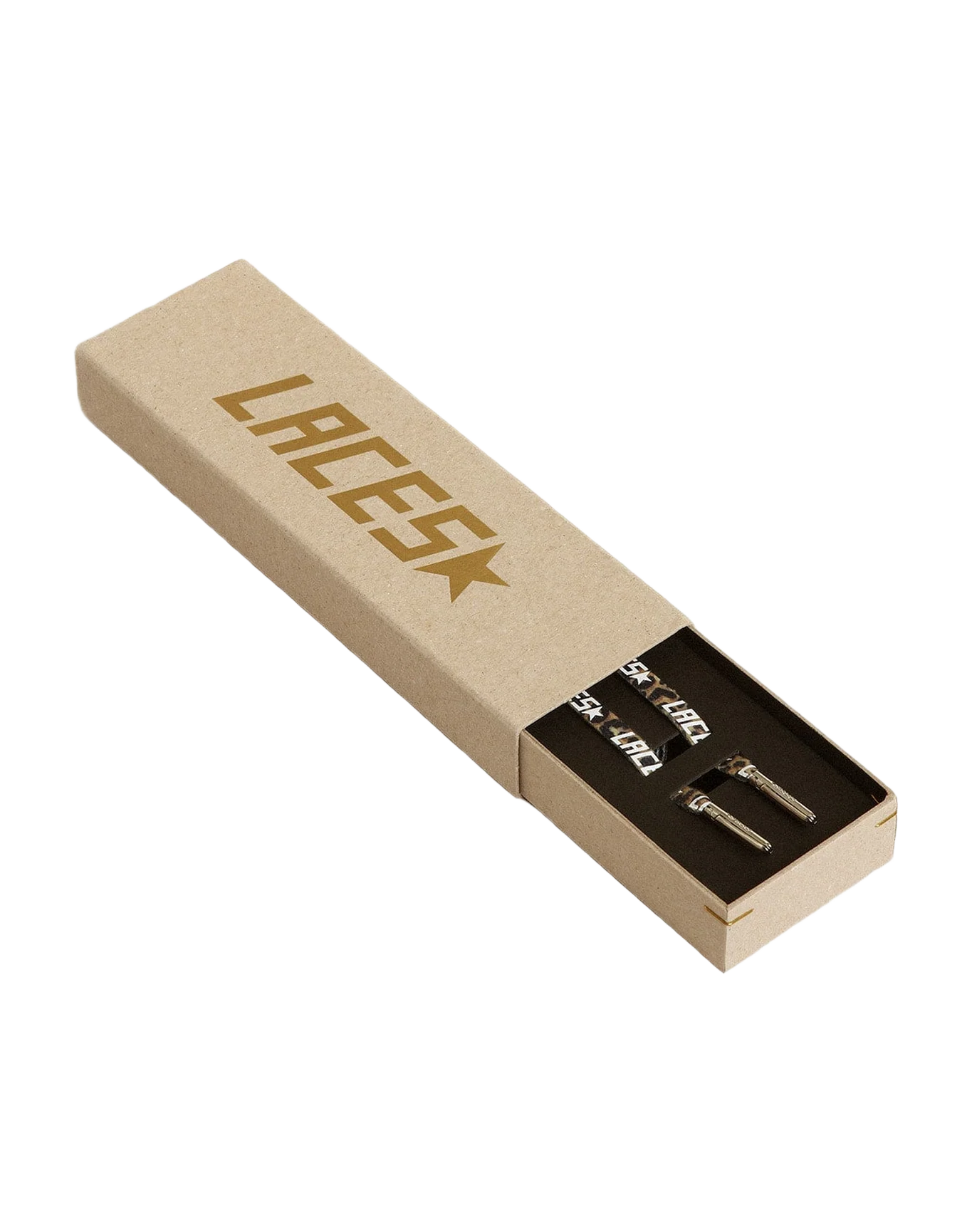 Unisex | Beige & Brown Leopard-Print Laces with Contrasting White "Laces" Lettering | Beige Brown Leo x White x Silver - Image 5
