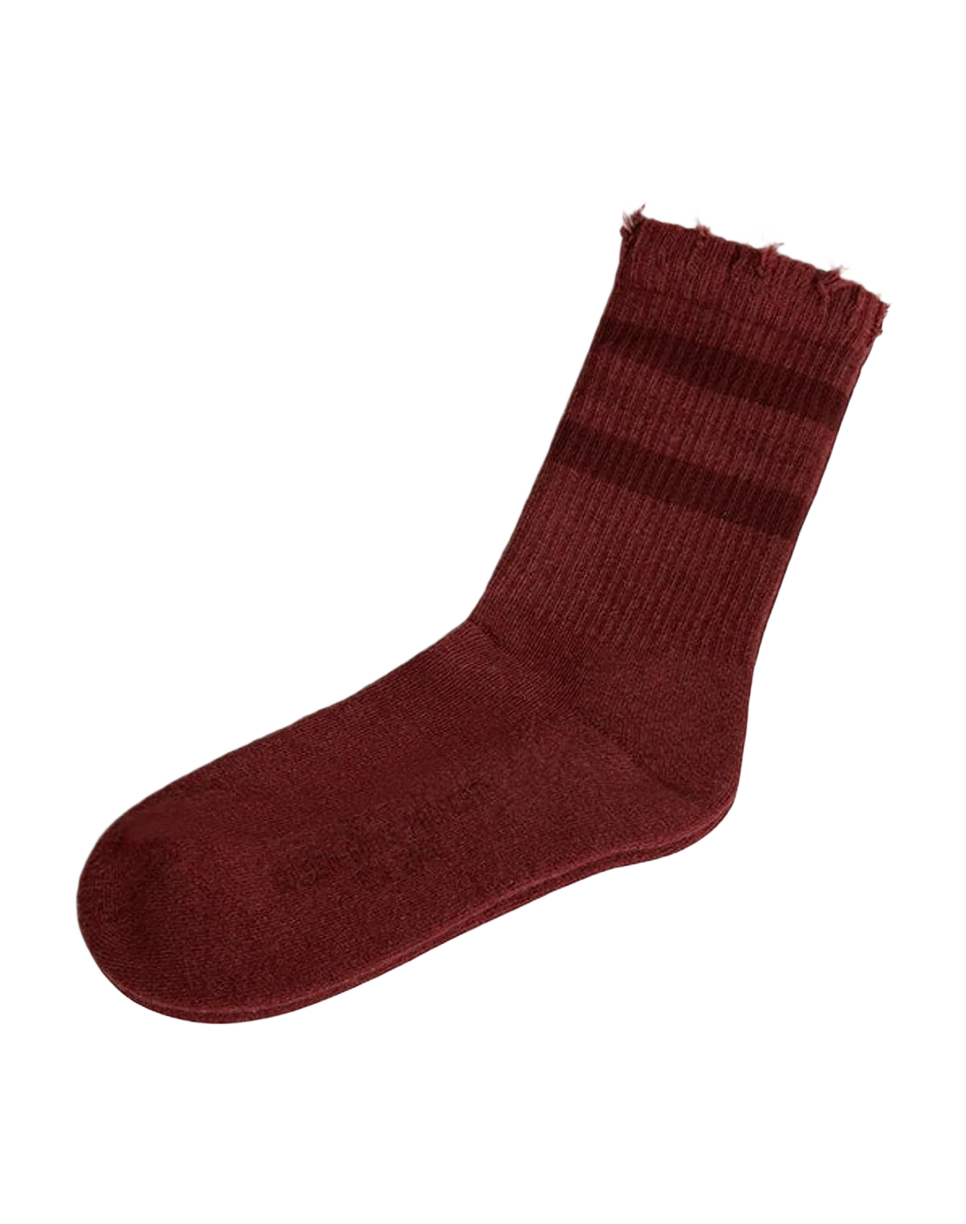 Unisex | Burgundy Socks with Distressed Details & Tone-On-Tone Stripes | Windsor Wine x Bordeaux