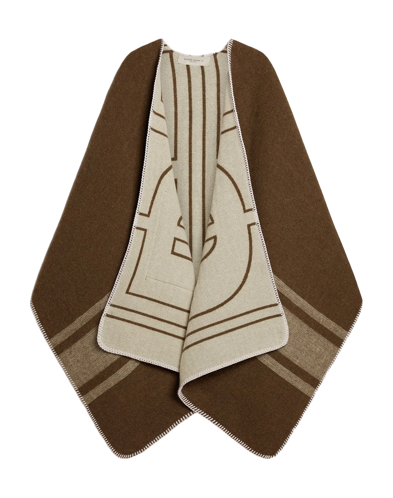 Unisex | Double-Sided Cape Military-Green Wool Blend | Army Green x Off White - Image 13
