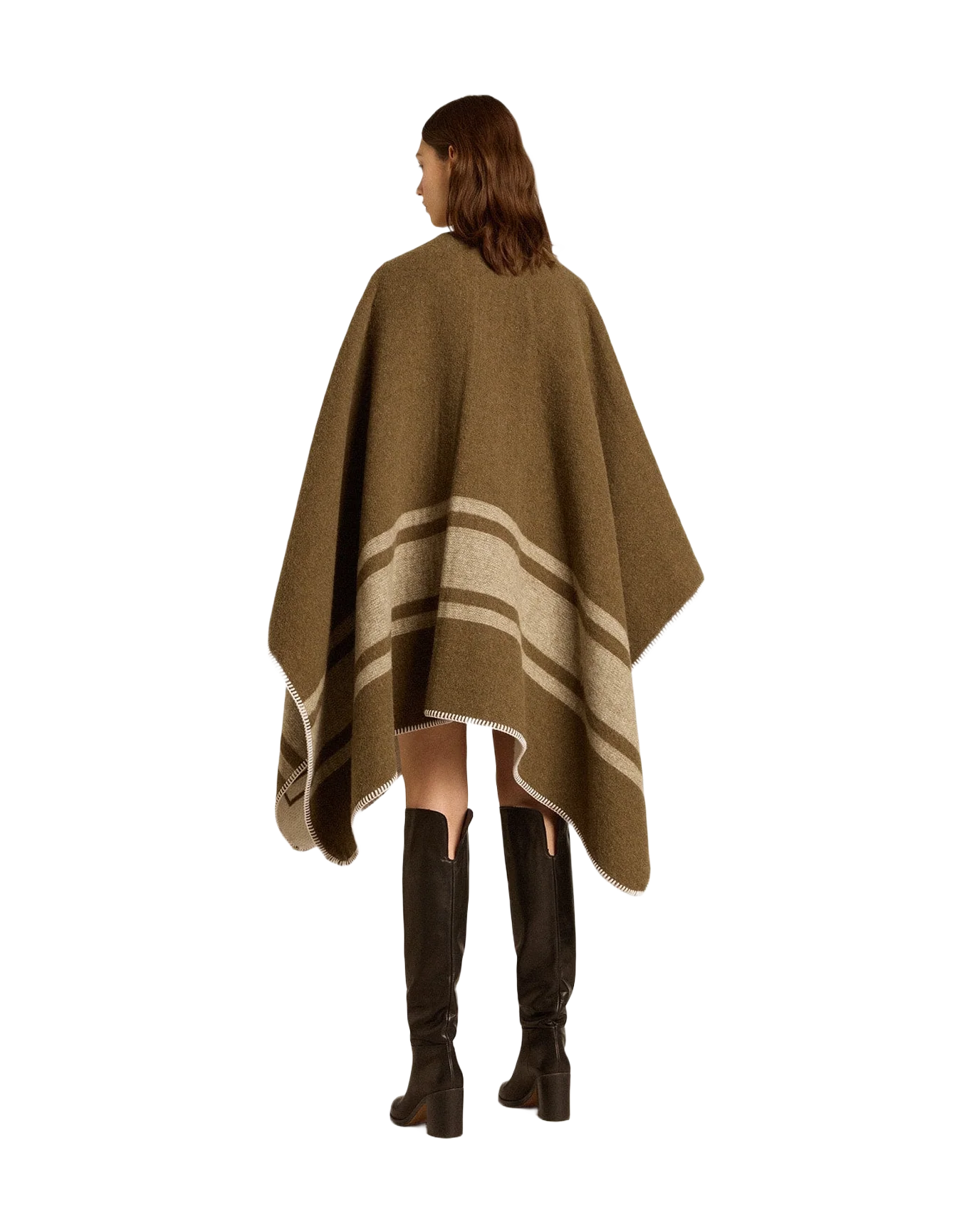 Unisex | Double-Sided Cape Military-Green Wool Blend | Army Green x Off White - Image 15