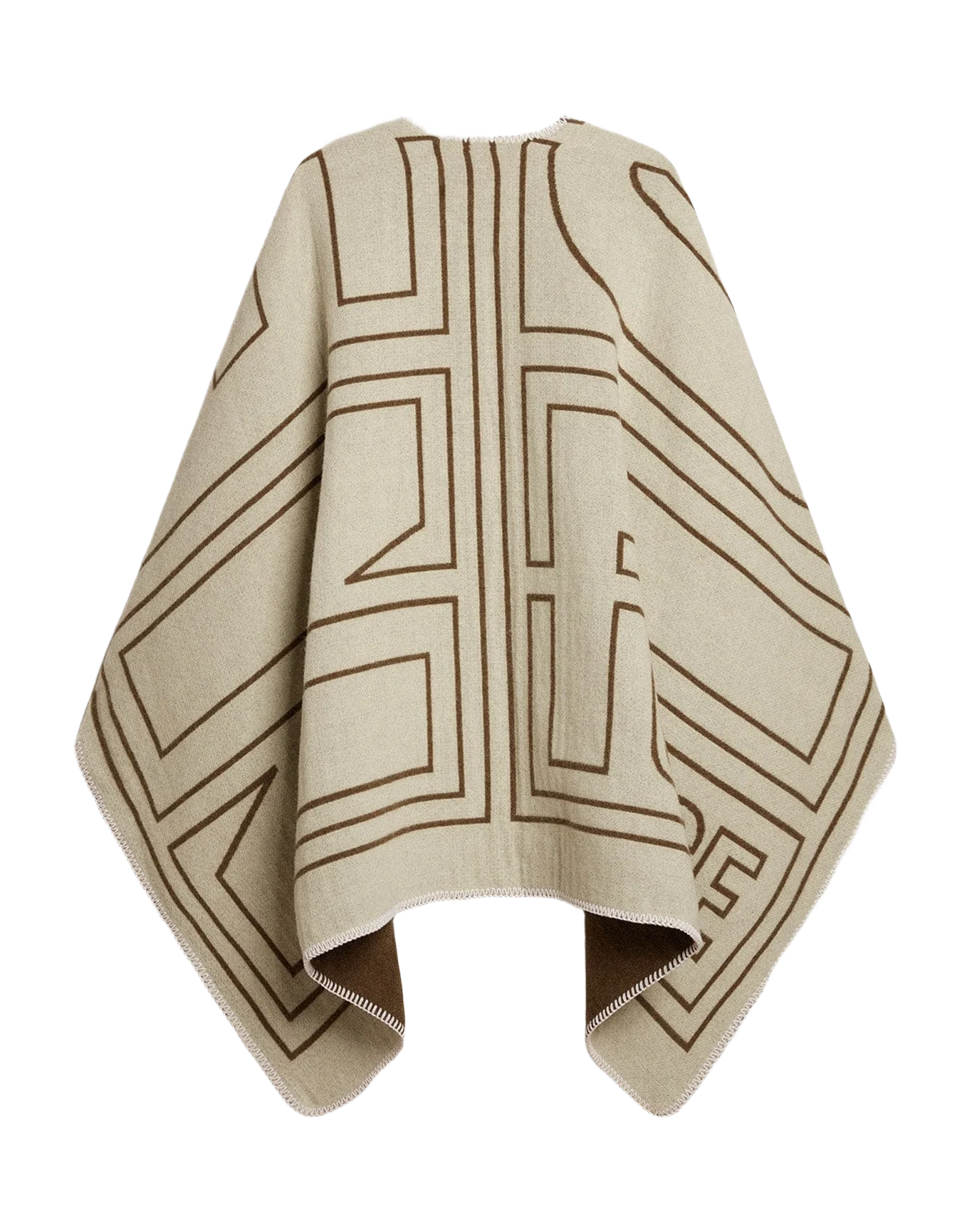 Unisex | Double-Sided Cape Military-Green Wool Blend | Army Green x Off White - Image 4